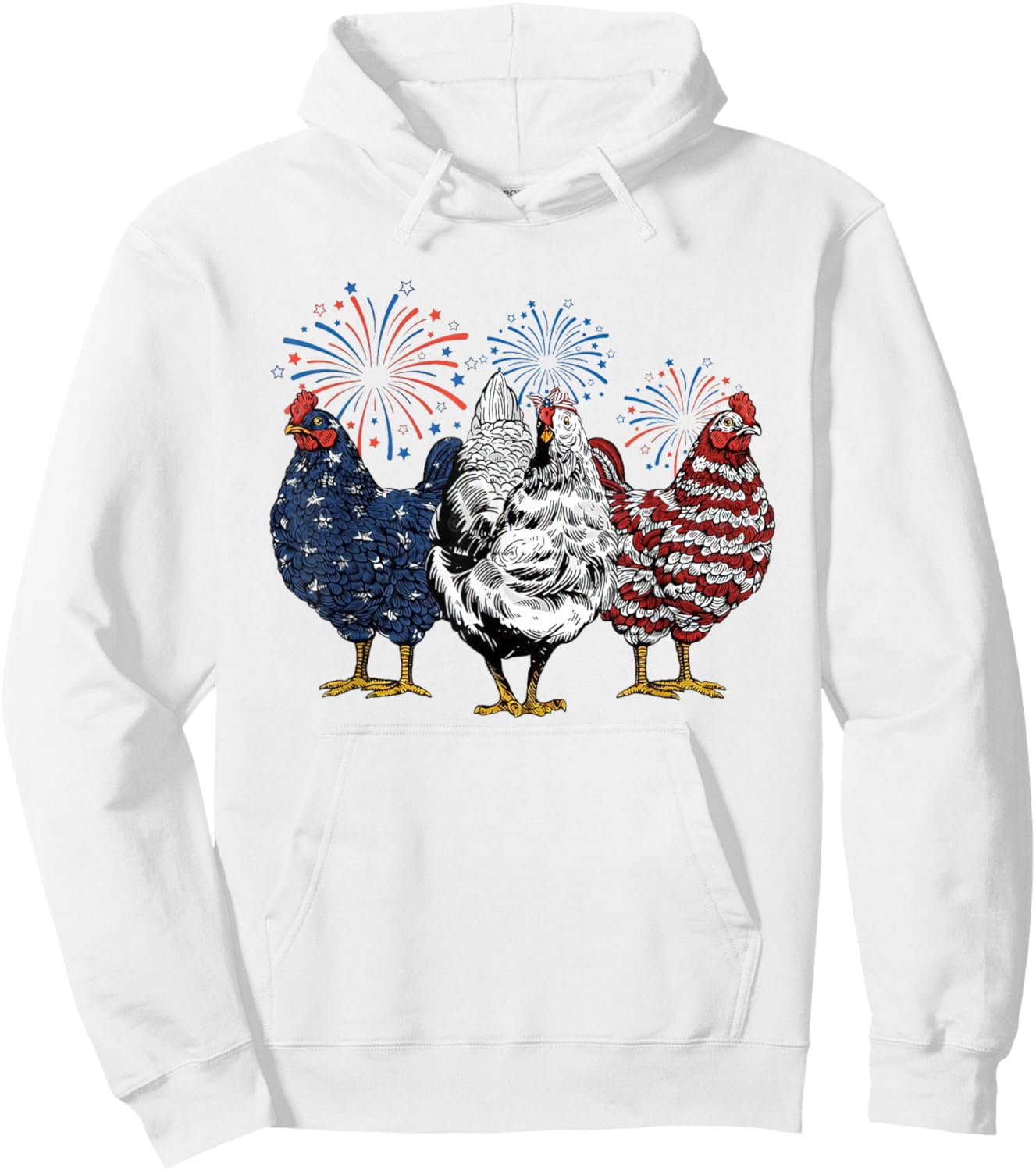 Patriotic USA Chicken Retro American 4th Of July Men Women Hoodie - Hoodie | White