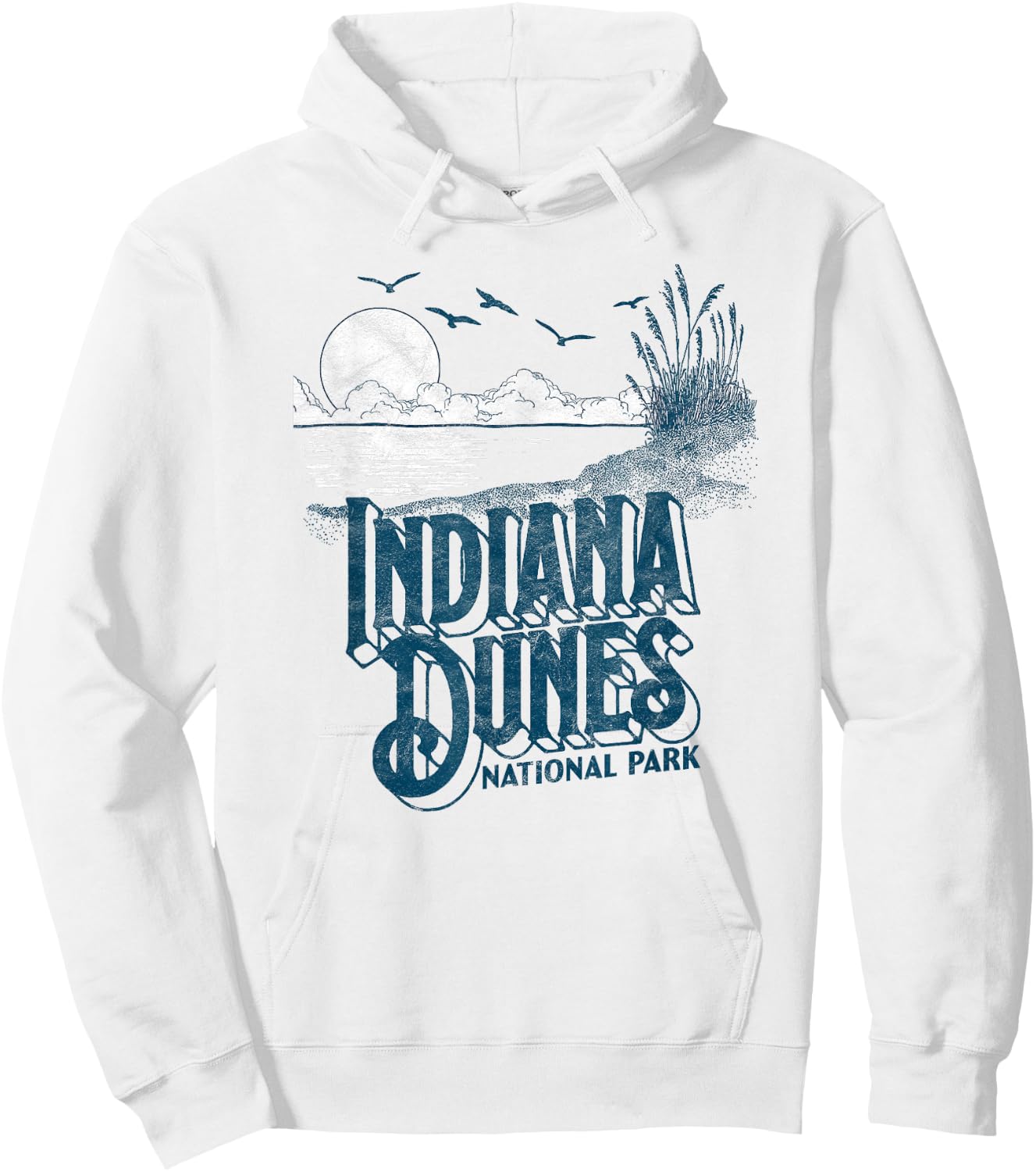 Vintage Indiana Dunes National Park Retro 80's Minimalist Hoodie - Hoodie | White