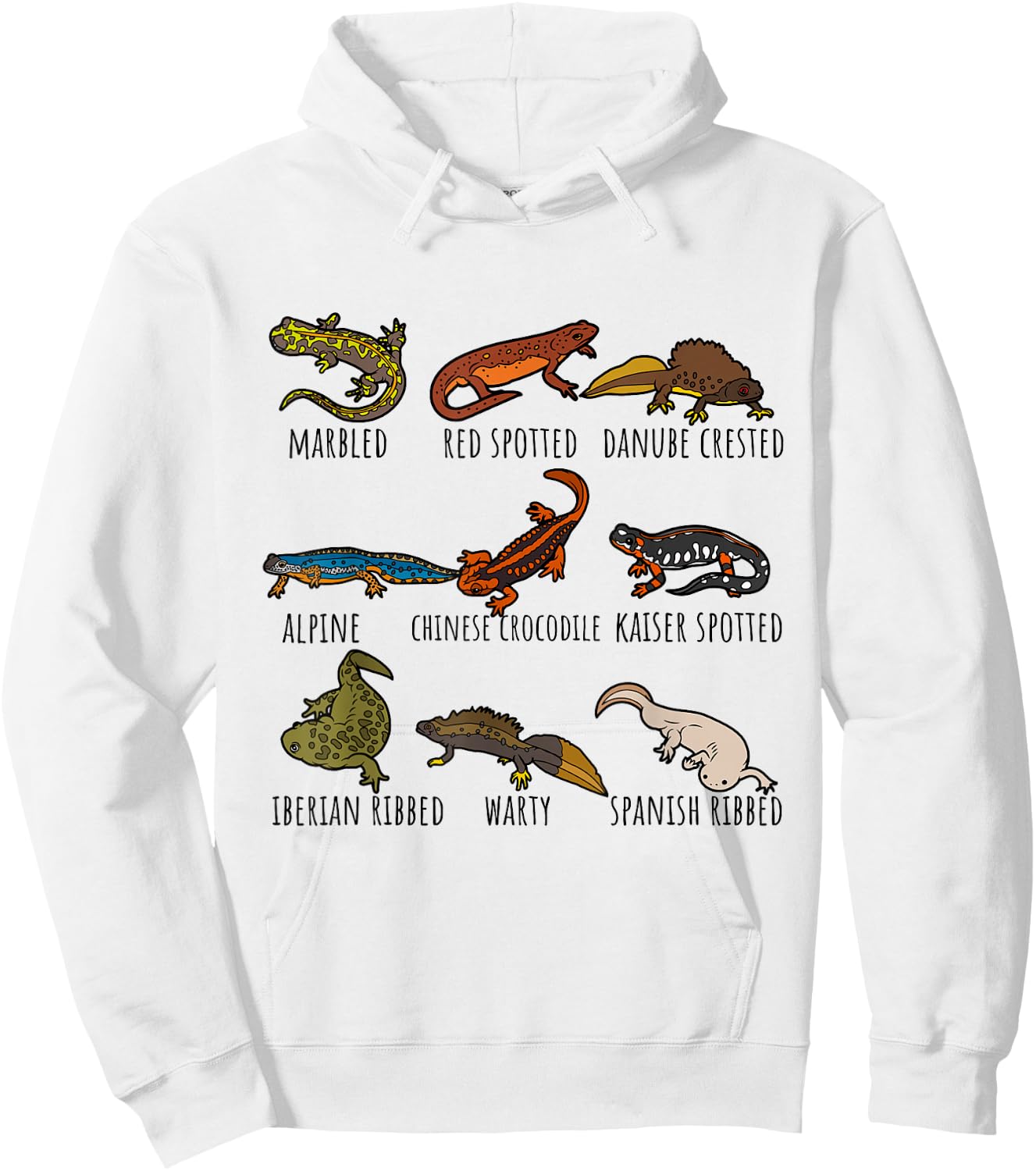 Cute Types Of Newts Salamander Species Chart For Newt Lovers Hoodie - Hoodie | White