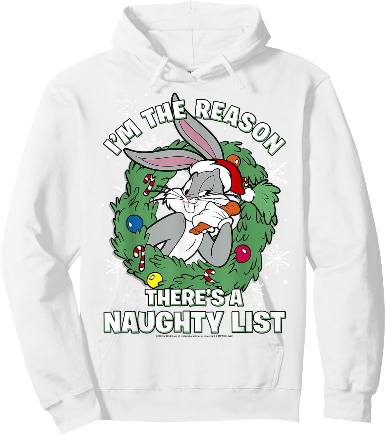 Looney Tunes Christmas Bugs Reason There's A Naughty List Hoodie - Hoodie | White