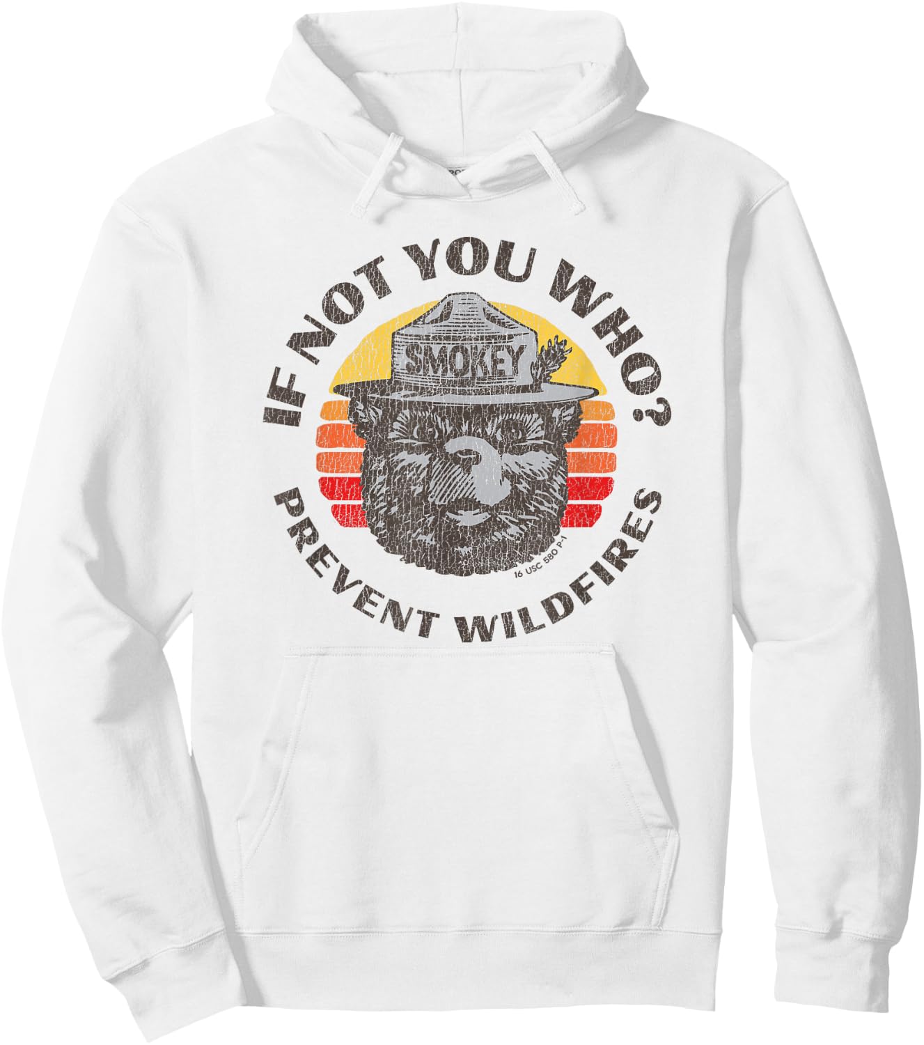 If Not You Who? Vintage Smokey Bear 80s Sunset Hoodie - Hoodie | White