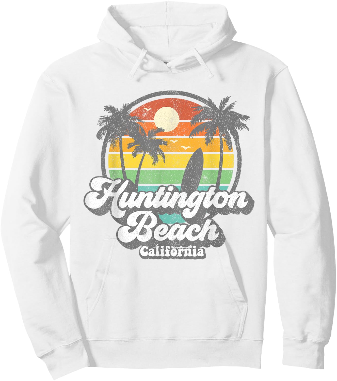 Vintage Huntington Beach California Surfing Retro Surf Gift Hoodie - Hoodie | White