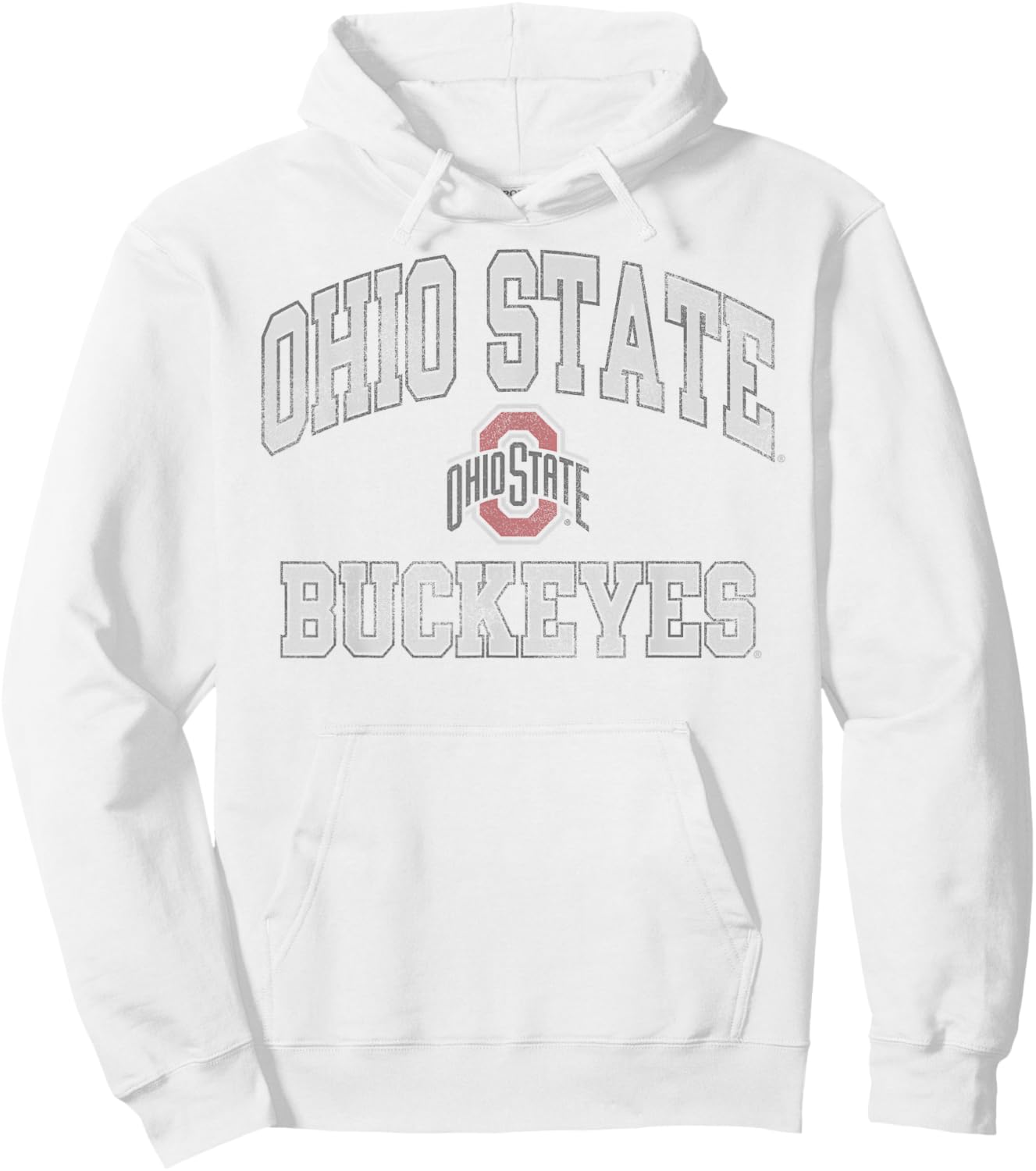 Ohio State Buckeyes Vintage Worn Gray Officially Licensed Hoodie - Hoodie | White