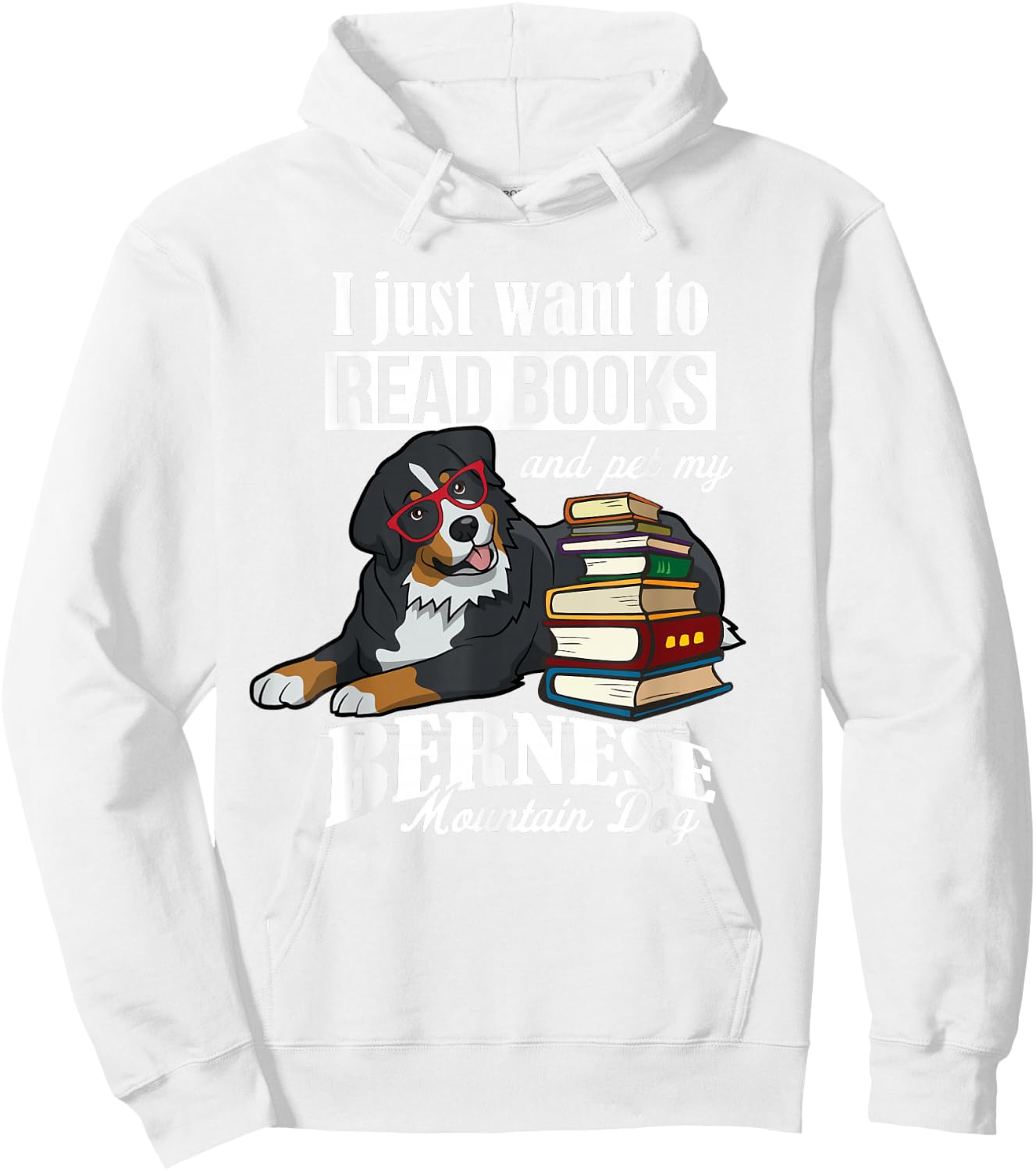 Retro Vintage Read Books Bernese Mountain Dog Lover Hoodie - Hoodie | White