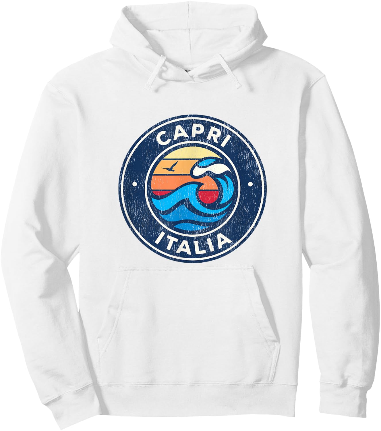Capri Italy Vintage Nautical Waves Design Hoodie - Hoodie | White