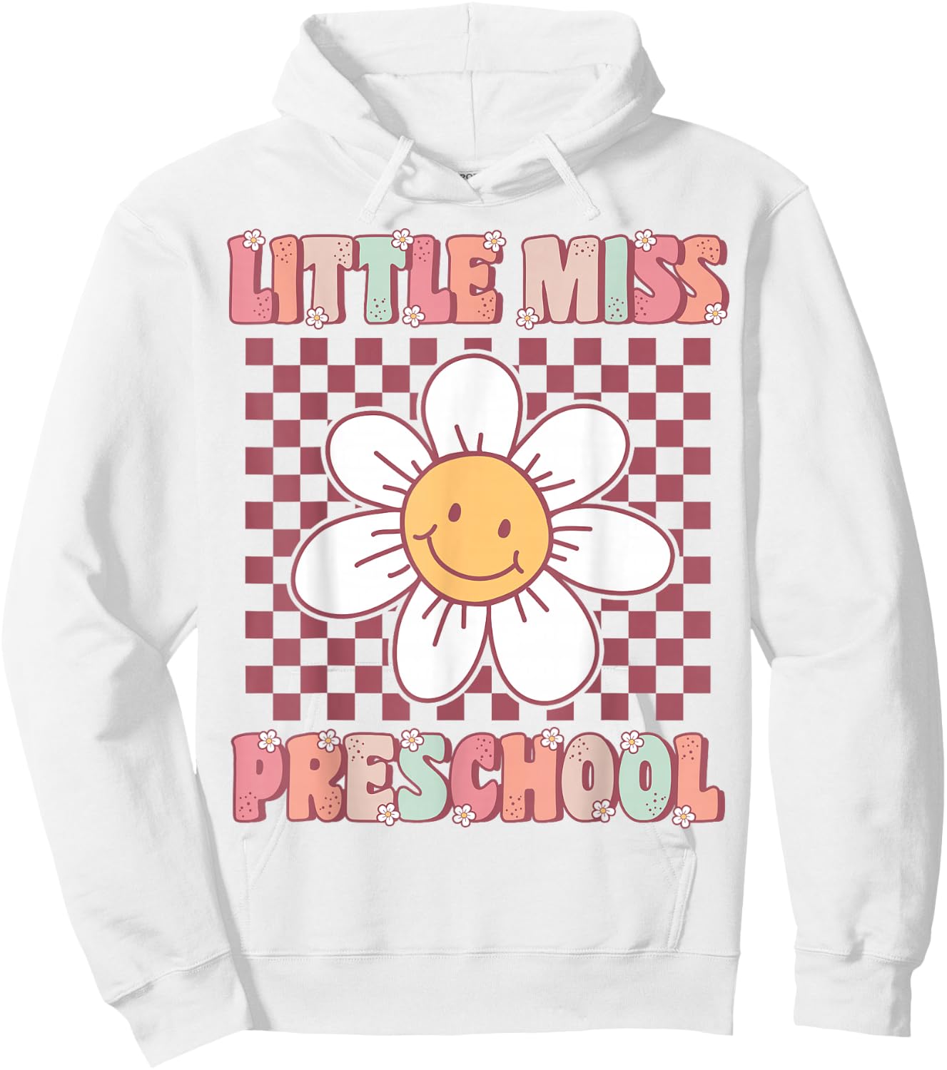 Little Miss Preschool Retro Cute Groovy First Day of Pre-K Hoodie - Hoodie | White