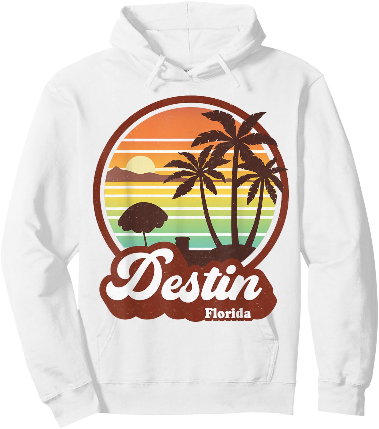 Vintage Destin Florida FL 80s Beach Souvenir Palm Tree Women Girls Kids Hoodie - Hoodie | White