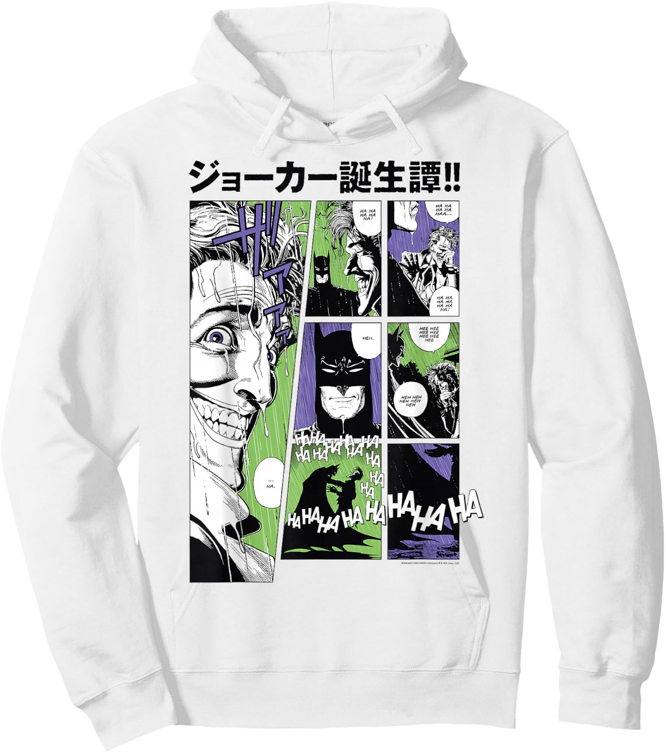 DC Comics Batman The Joker Kanji Comic Panels Hoodie - Hoodie | White