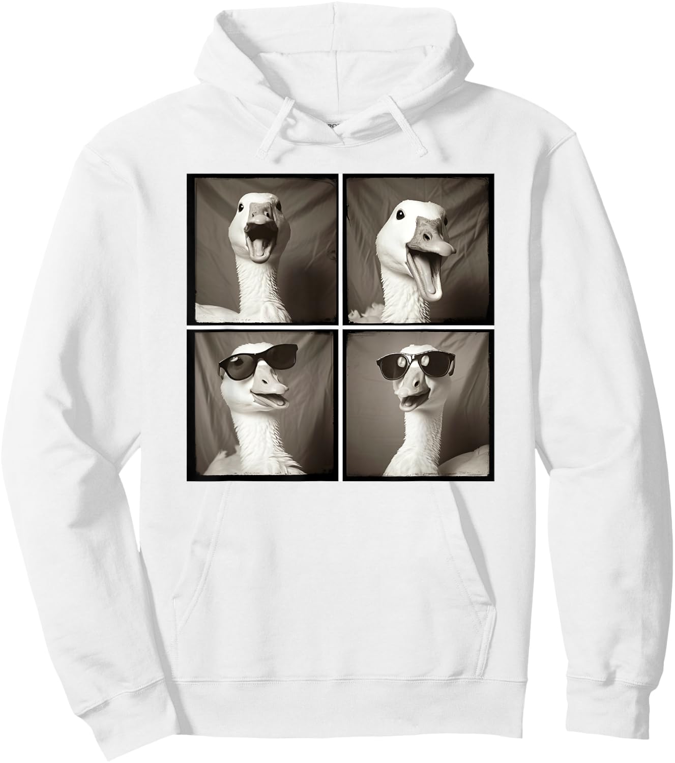 Cool Goose Farmyard Geese Funny Animal Wearing Sunglasses Hoodie - Hoodie | White
