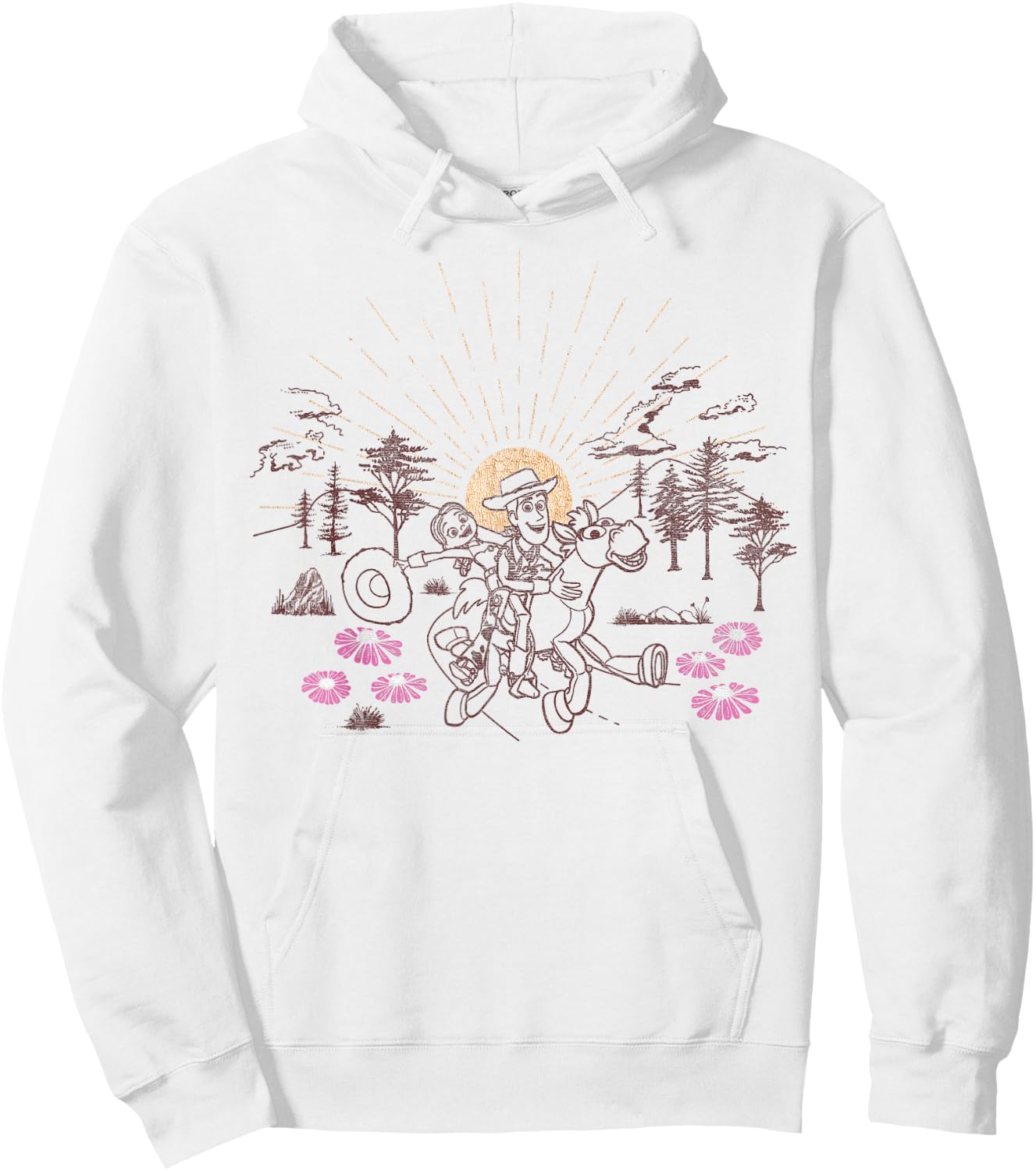Disney Pixar Toy Story Woody Jessie Bullseye Line Art Hoodie - Hoodie | White