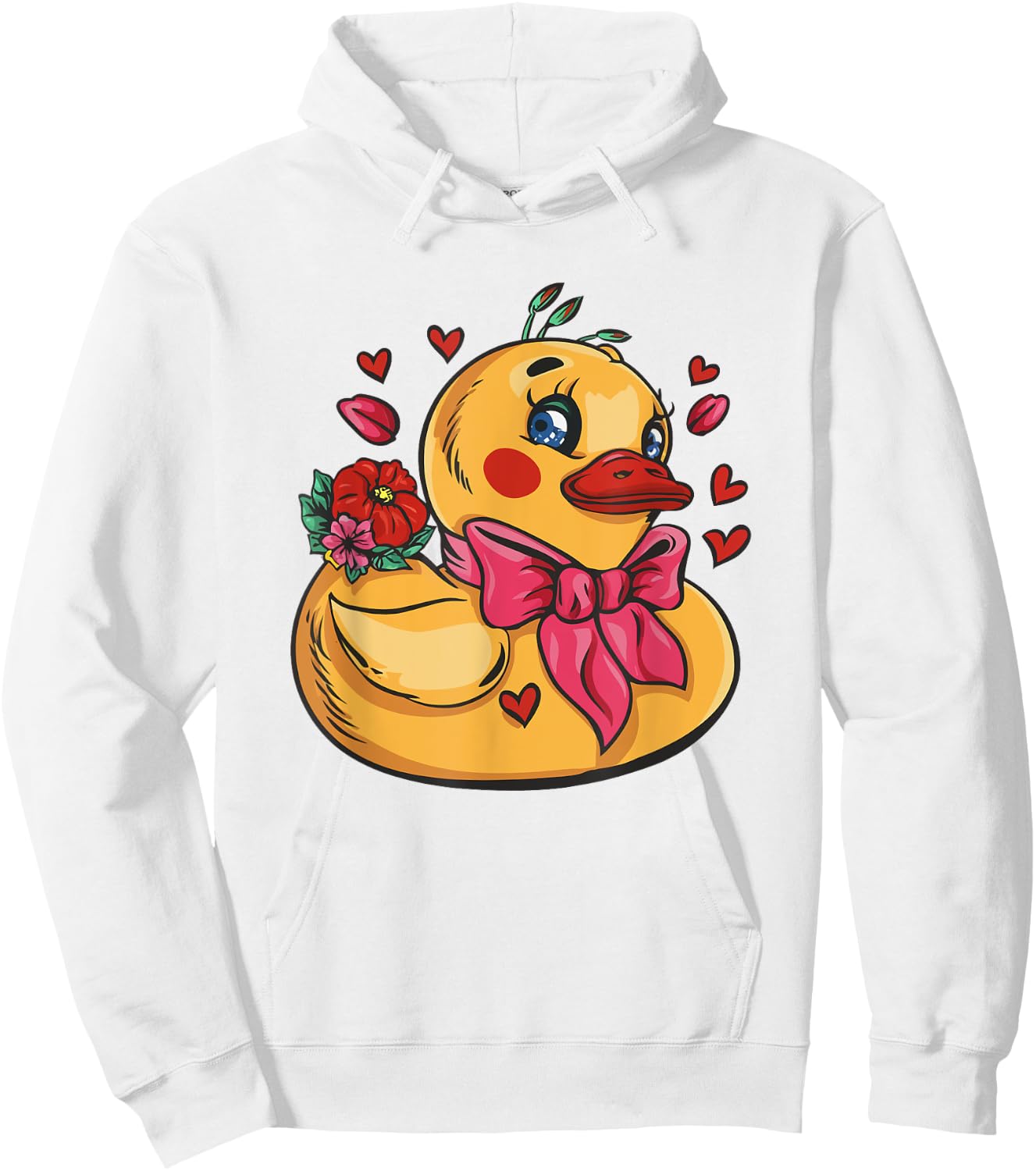 Rubber Duck Hearts Flowers Valentine's Day Hoodie - Hoodie | White