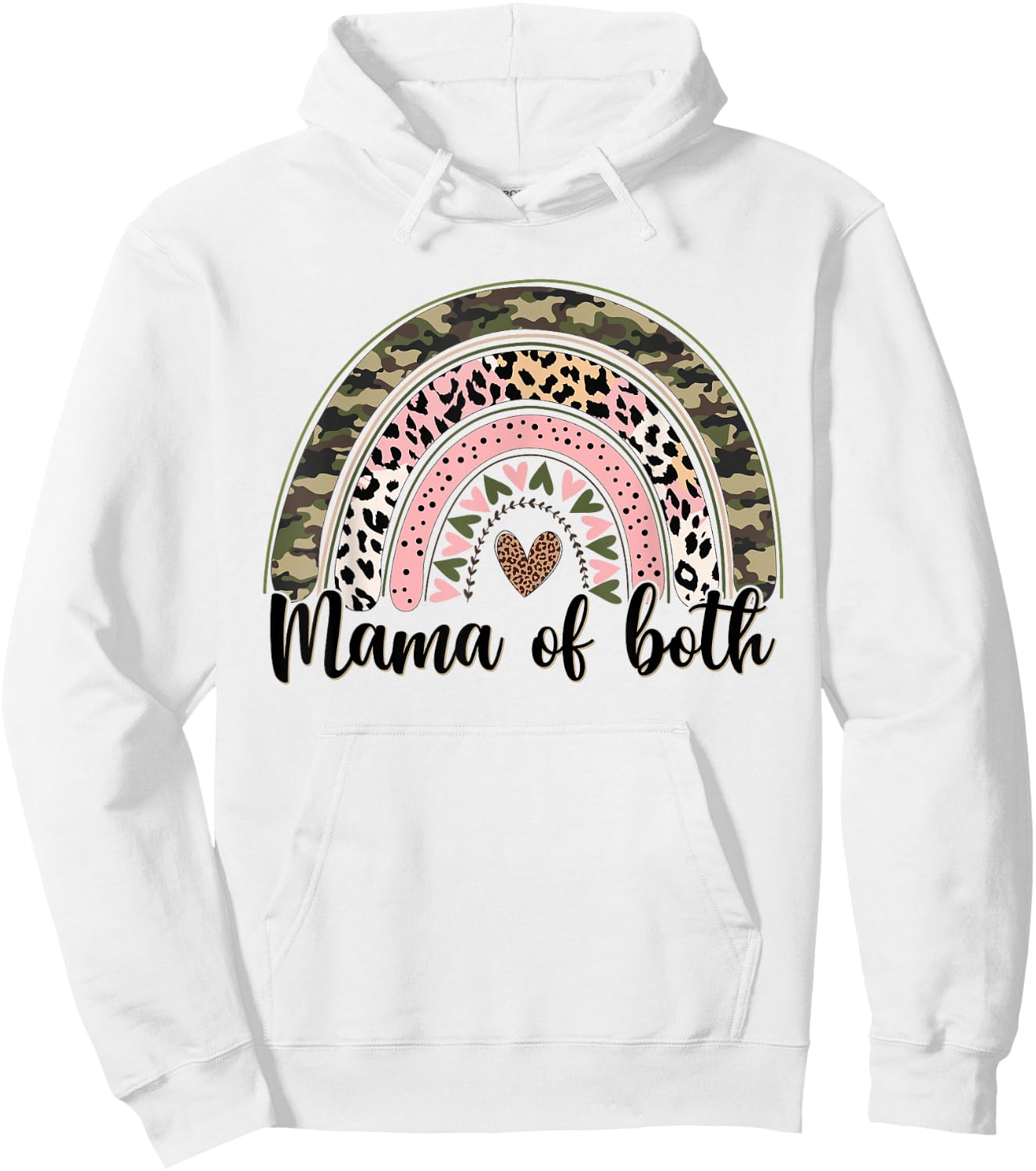 Glitter & Dirt Mom Mama of Both Leopard & Camo Mother's Day Hoodie - Hoodie | White