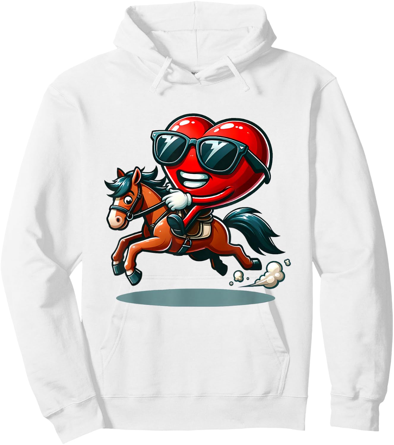 Funny Valentine Horse Riding Lover Horses Enthusiast Hearts Hoodie - Hoodie | White