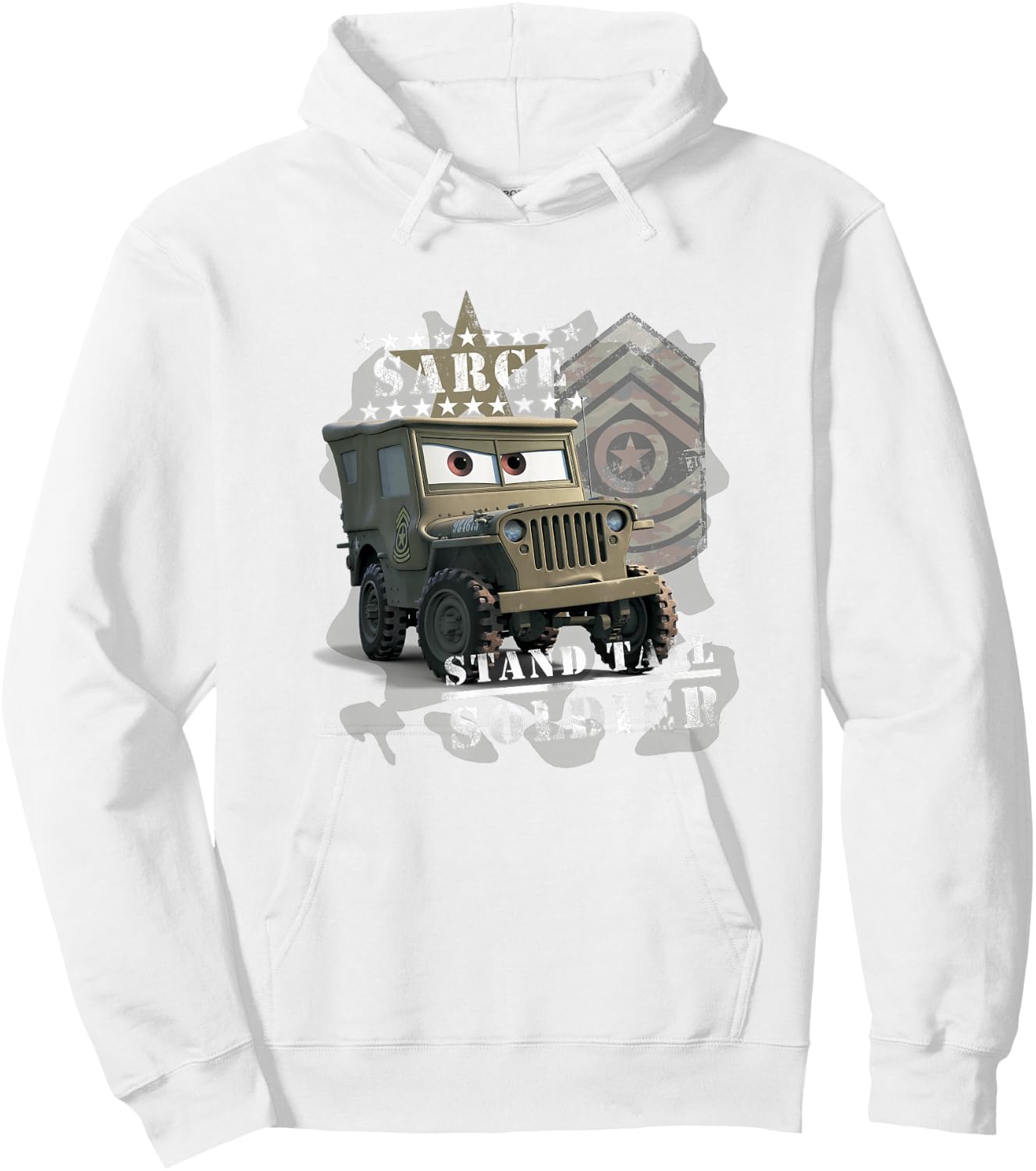Disney Pixar Cars Sarge Stand Tall Soldier Vintage Shot Hoodie - Hoodie | White