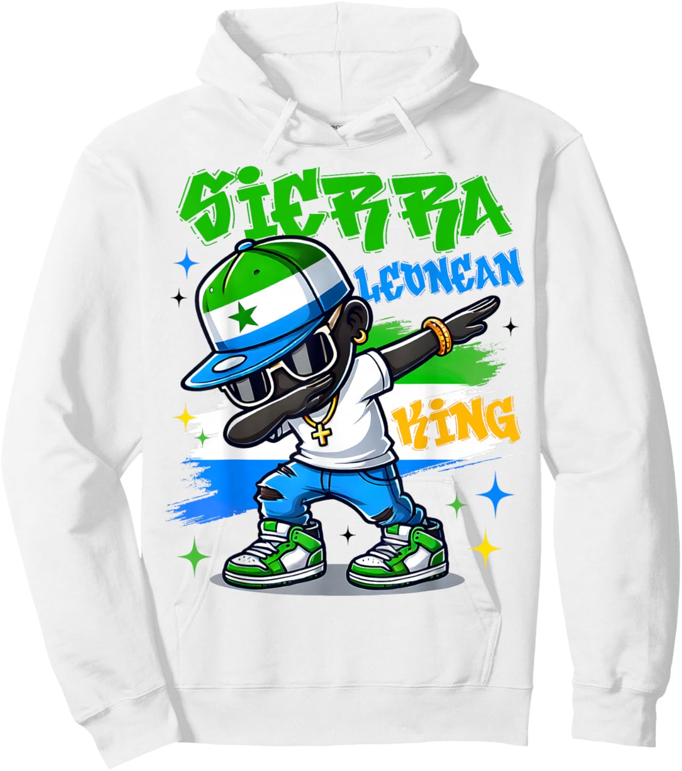 Sierra Leonean King dabbing Sierra Leone Flag Pride for Kids Hoodie - Hoodie | White