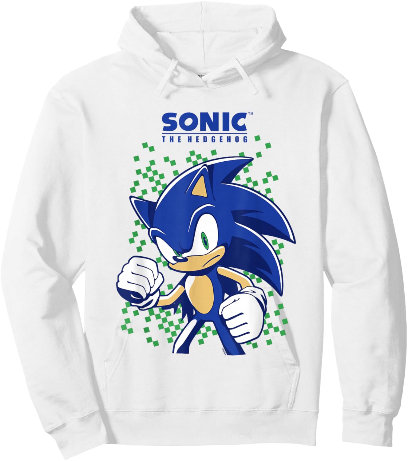 Sonic The Hedgehog Green Pixel Background Epic Shot Hoodie - Hoodie | White