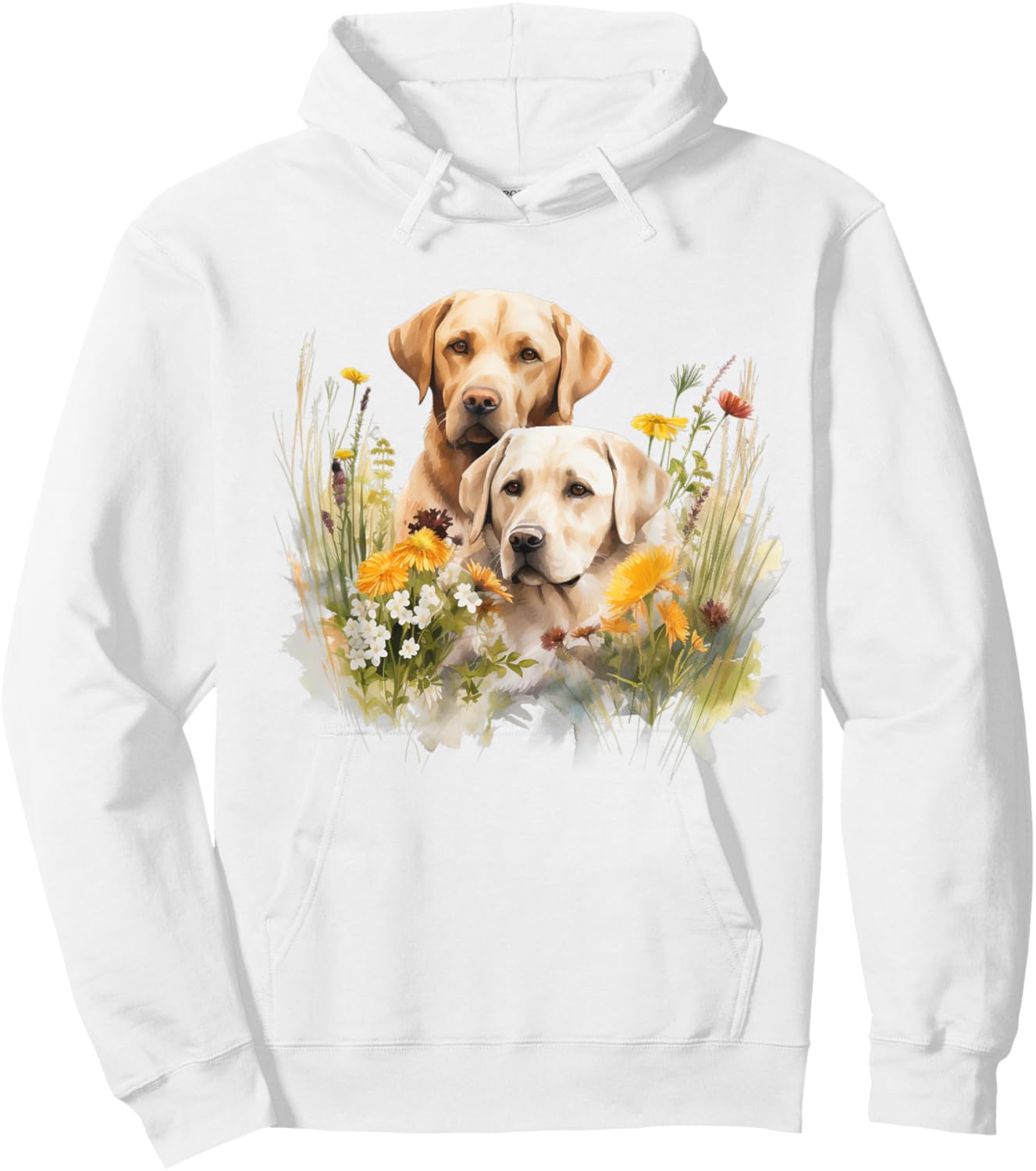 Floral Wildflower Dog Labrador Retriever Men Women Kids Hoodie - Hoodie | White