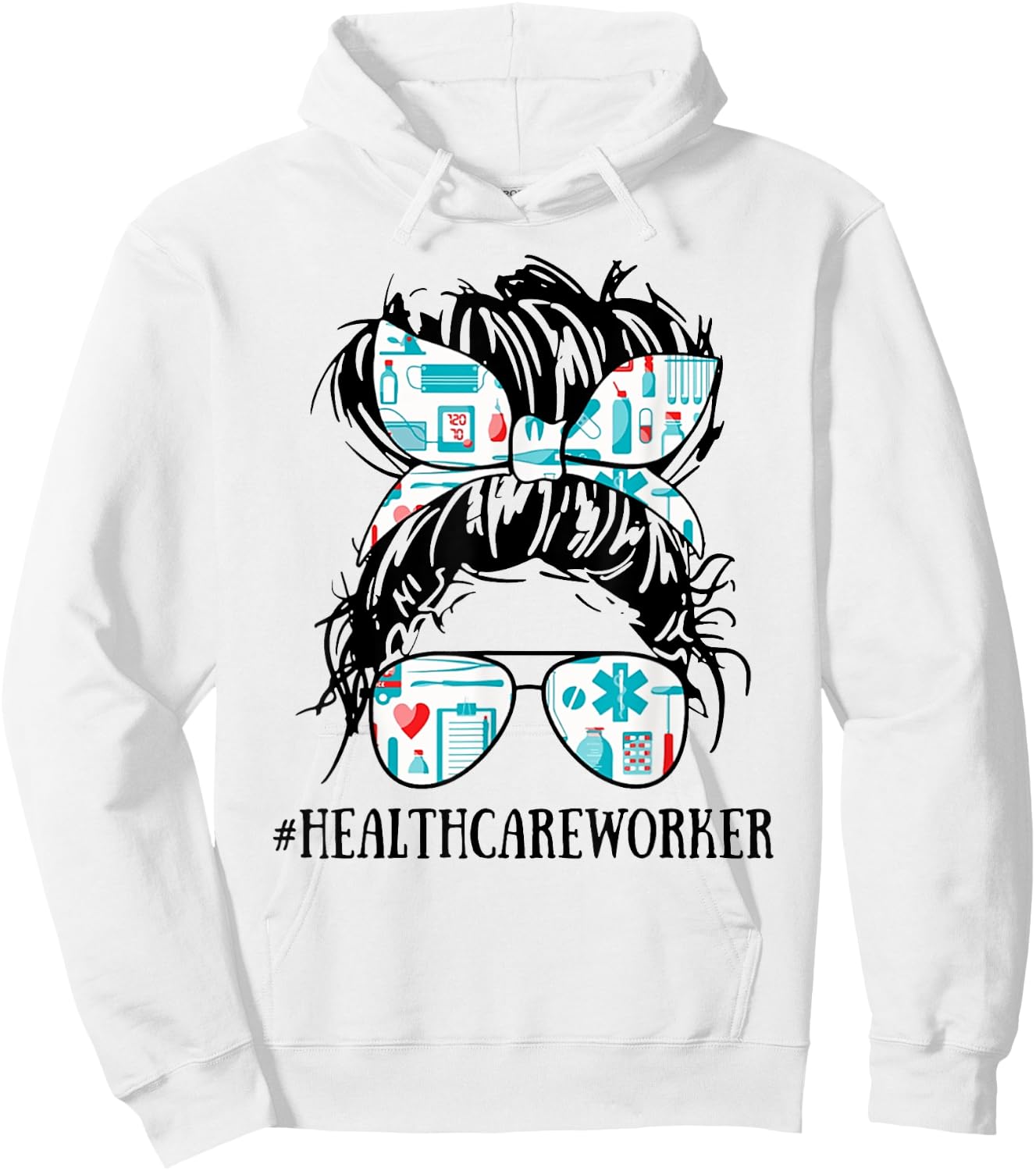 Messy Hair Woman Bun Healthcare Worker - Nurse Life Hoodie - Hoodie | White
