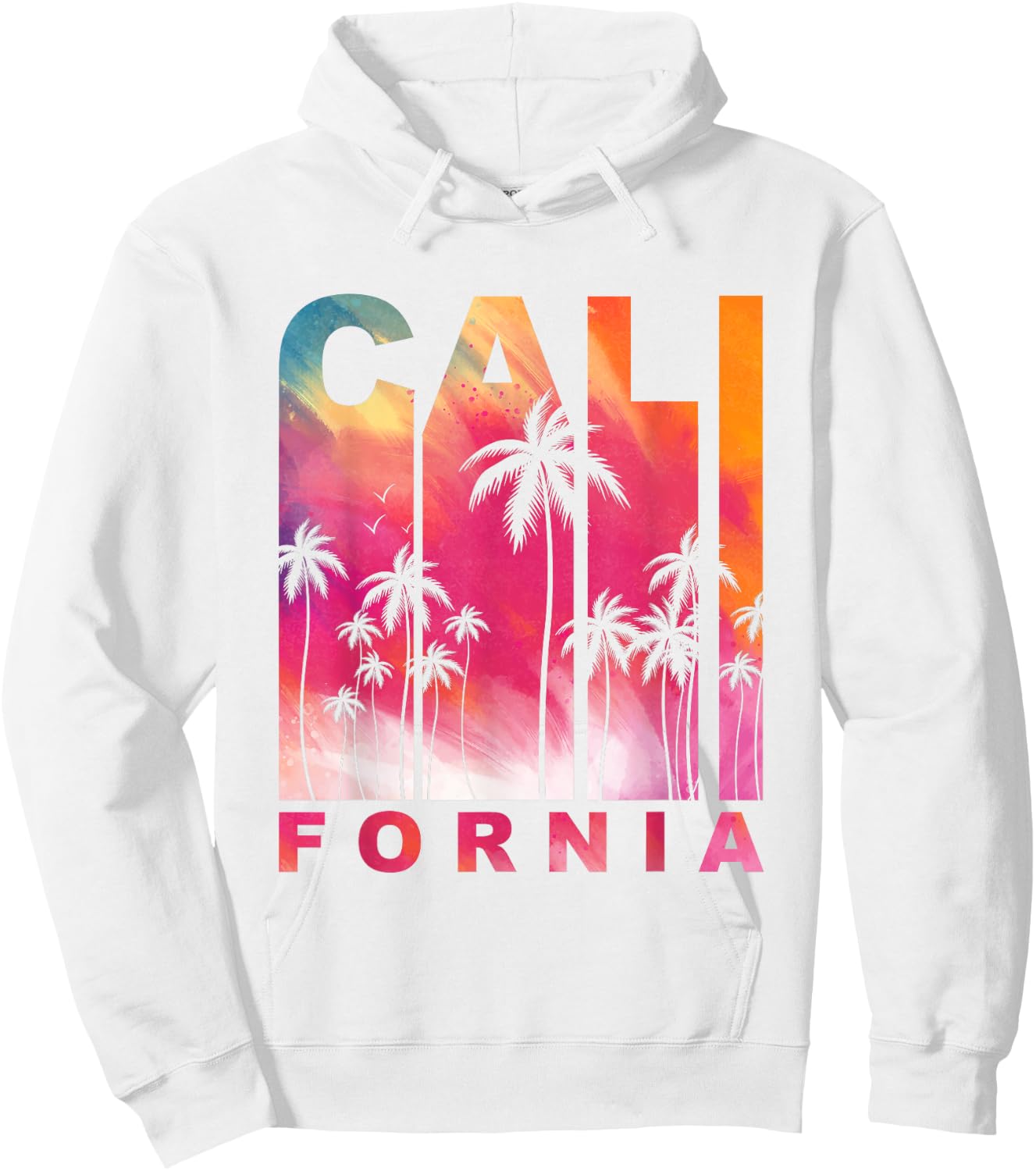 Summer Vacation Palm Trees CA Vintage Tropical California Hoodie - Hoodie | White