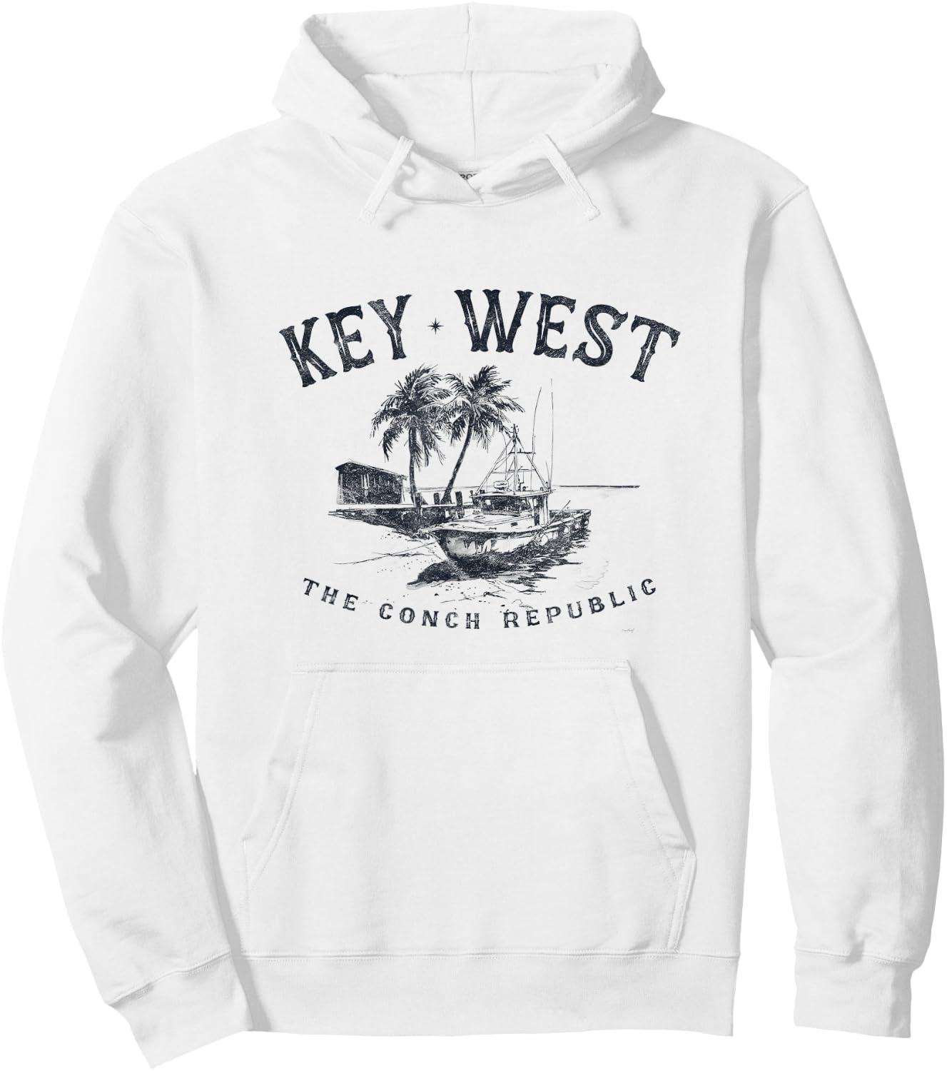Key West Fishing Boat Conch Republic Tackle Gift Hoodie - Hoodie | White
