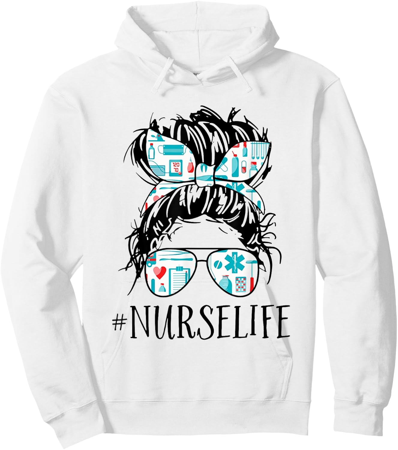 Messy Hair Woman Bun Nurse Life Healthcare Life Hoodie - Hoodie | White