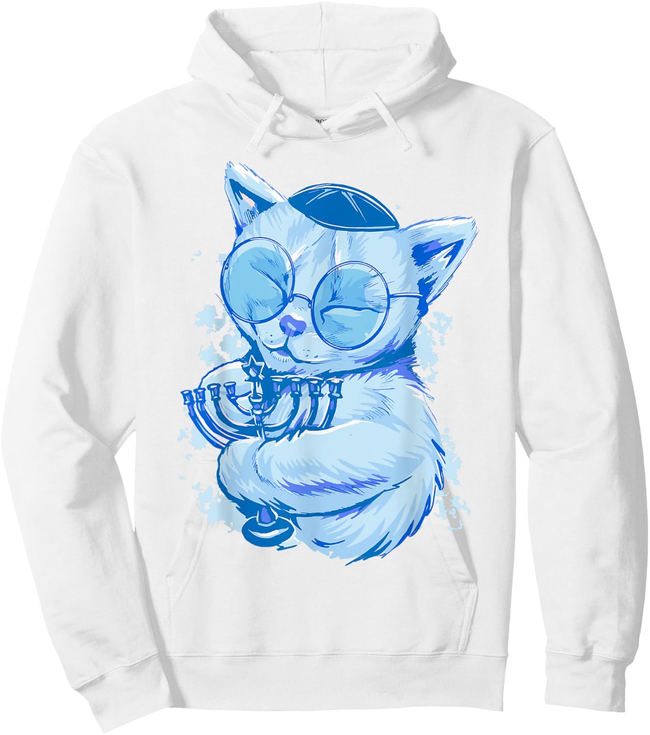 Funny Hanukkah Cat Jewish Chanukah Cat Menorah Adults Kids Hoodie - Hoodie | White