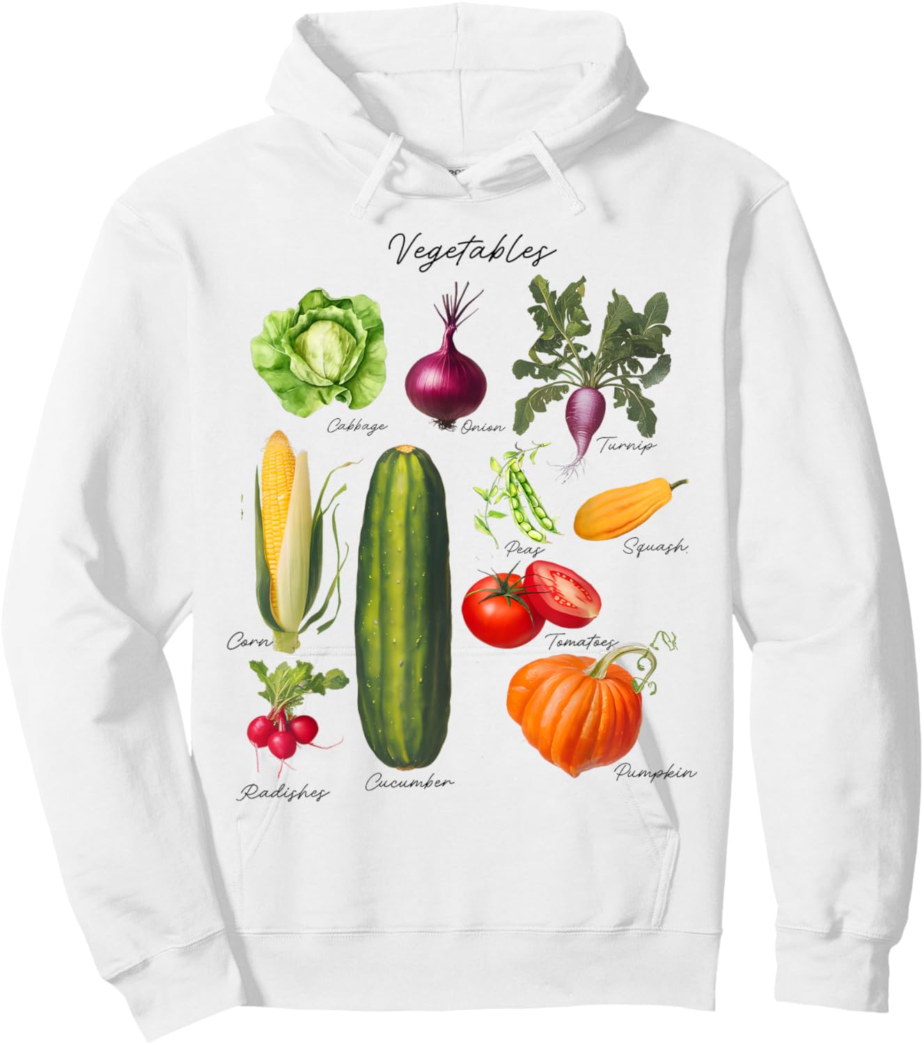 Vintage Vegetables 90s Nostalgia Retro Food Graphic Hoodie - Hoodie | White