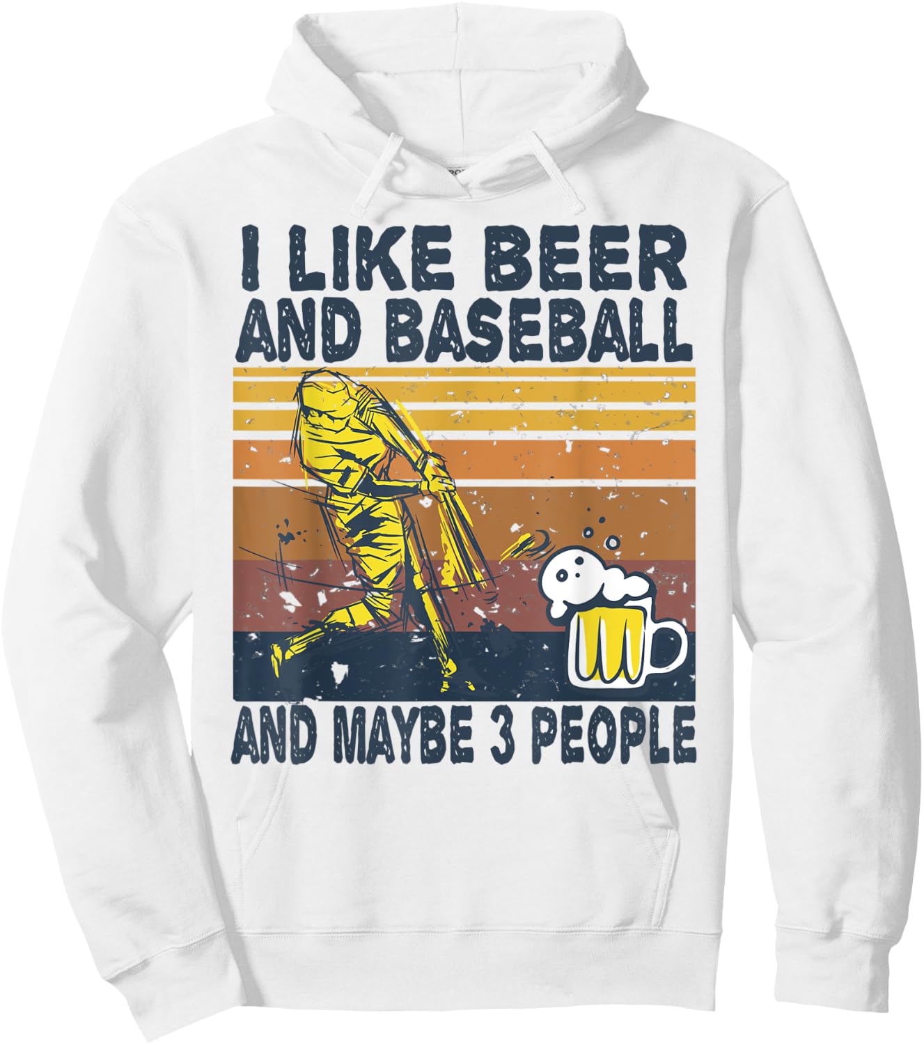 I Like Beer and Baseball and Maybe 3 People Baseball Beer Hoodie - Hoodie | White