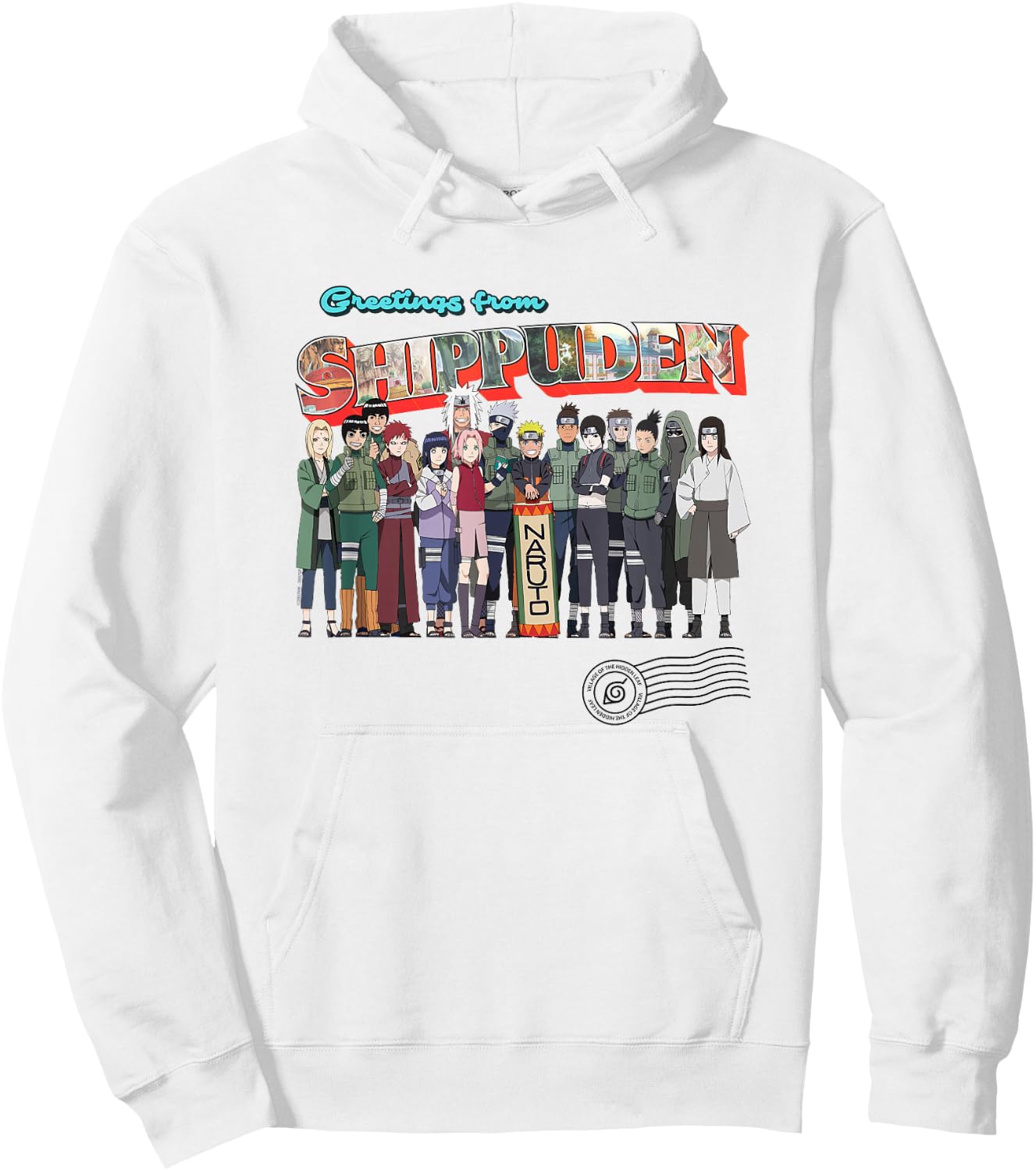 Naruto Shippuden Greetings Hidden Leaf Destination Anime Hoodie - Hoodie | White