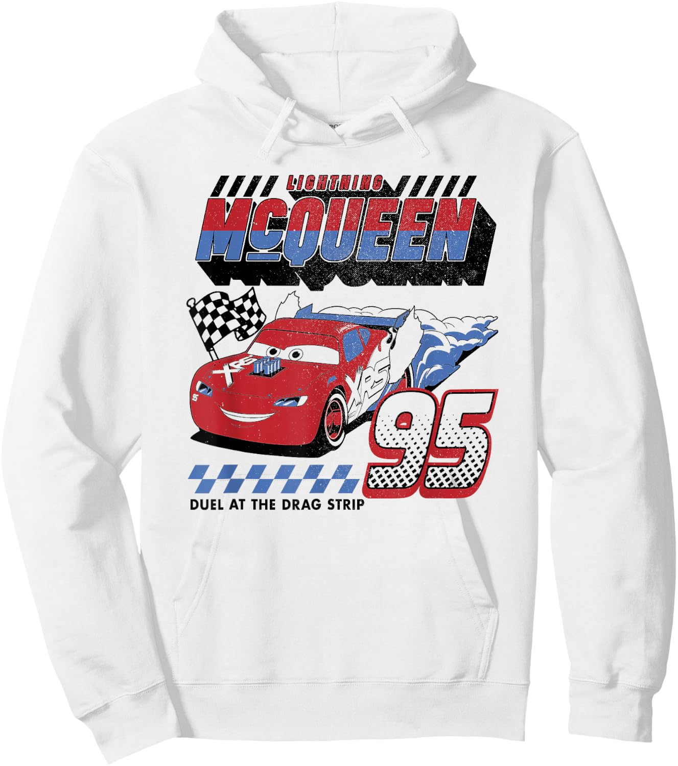 Disney Pixar Cars Lightning McQueen Americana Car Race Hoodie - Hoodie | White