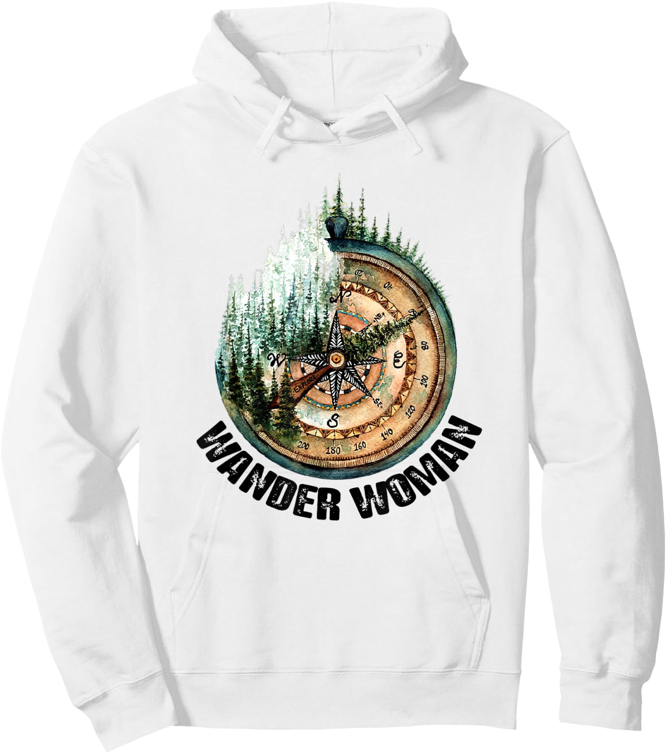 Wander Woman Exploring Go Outside Camping Hiking Lover Hoodie - Hoodie | White