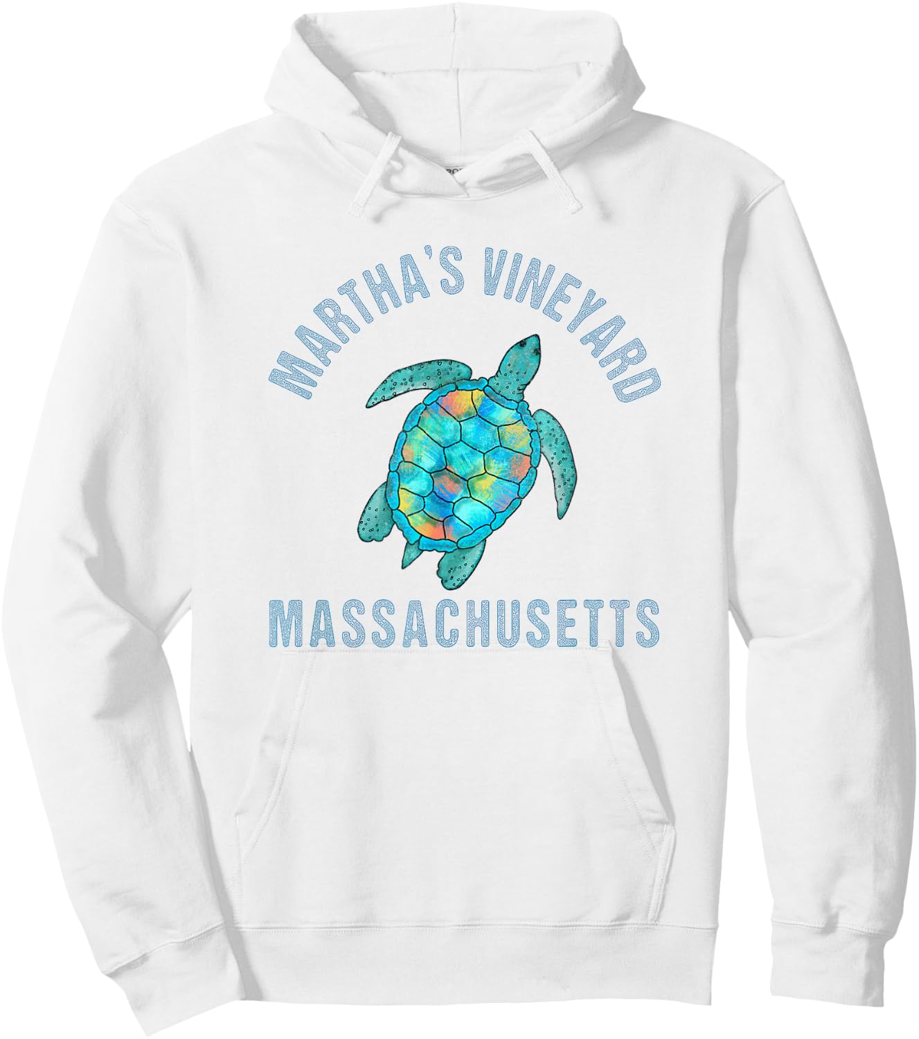 Martha's Vineyard Beach Design/Sea Turtle Illustration Hoodie - Hoodie | White