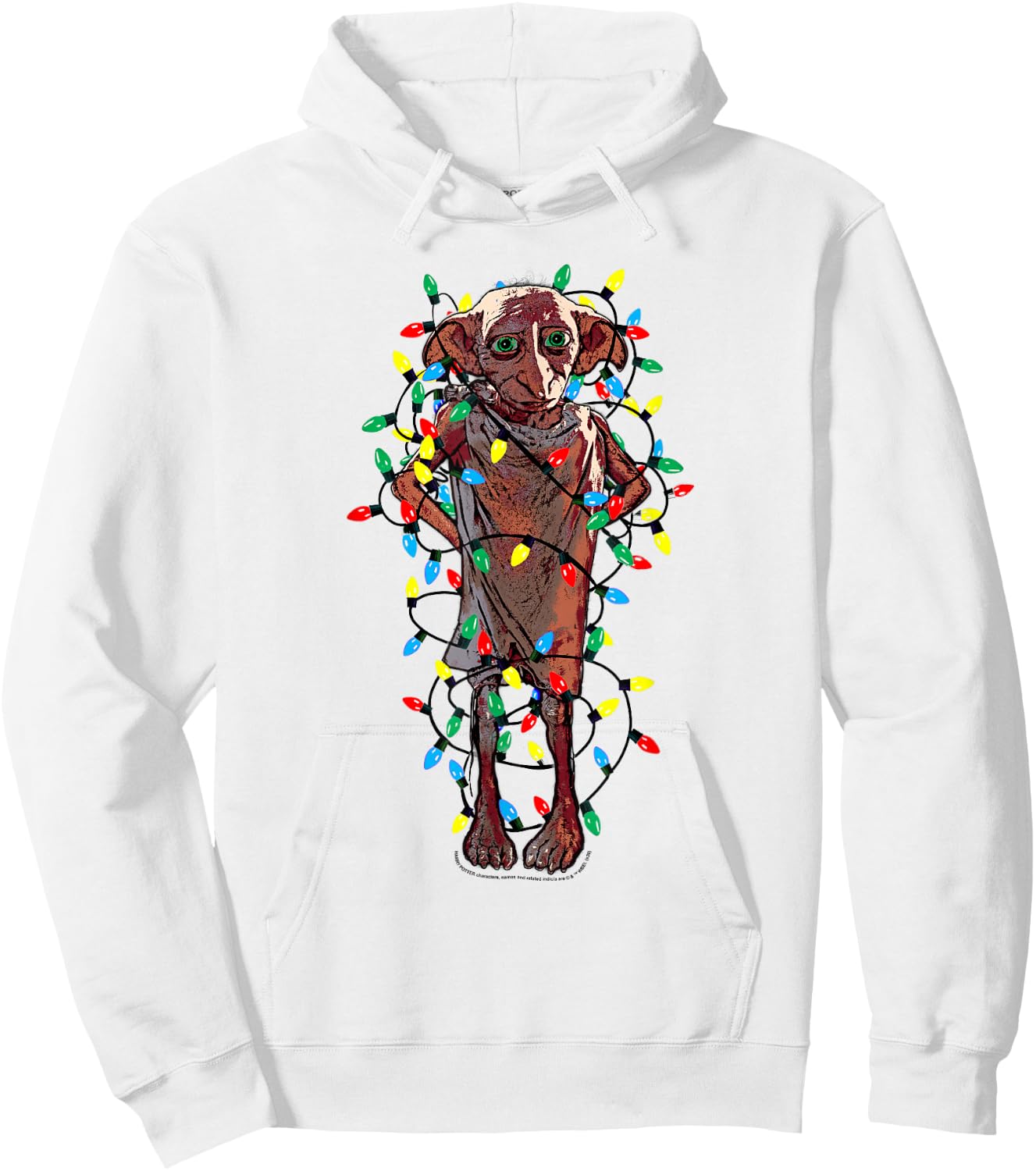 Harry Potter Christmas Dobby Christmas Lights Portrait Hoodie - Hoodie | White