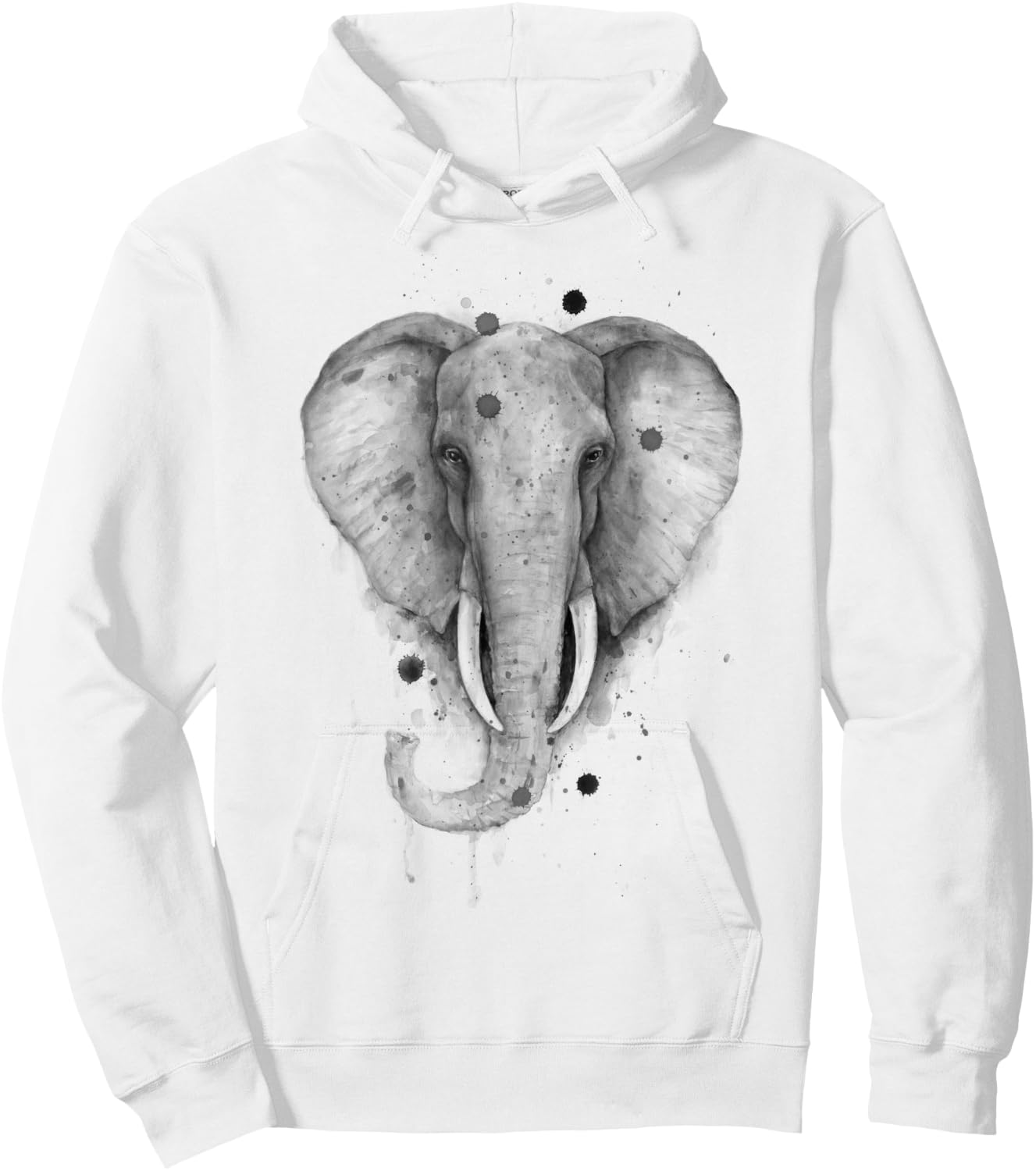 Black and White Watercolor Elephant Wildlife Beauty Animal Hoodie - Hoodie | White