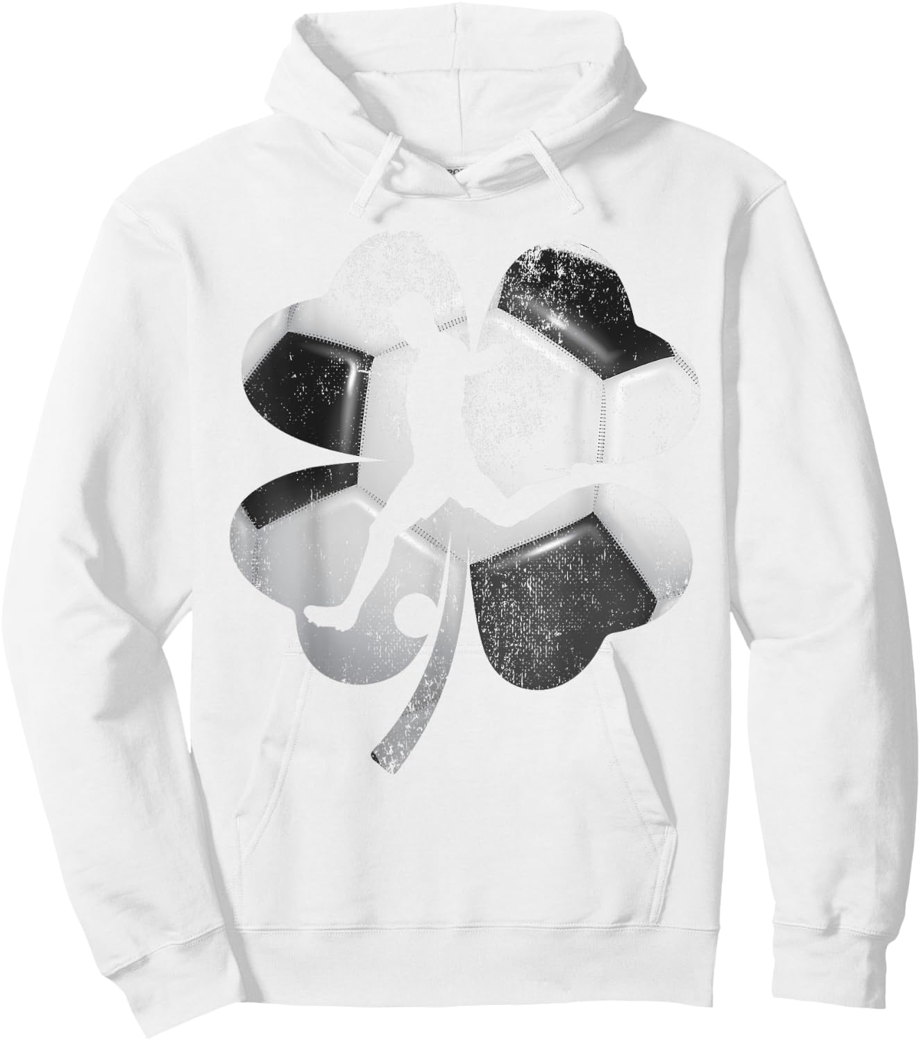 Soccer Player Silhouette & Shamrocks Saint Patricks Day Boy Hoodie - Hoodie | White