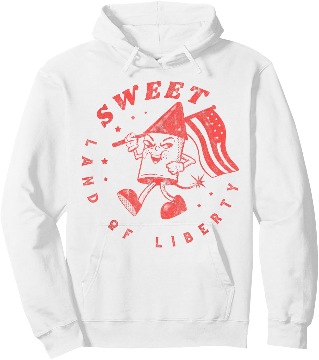 Fourth of July Sweet Land of Liberty Vintage Fireworks USA Hoodie - Hoodie | White