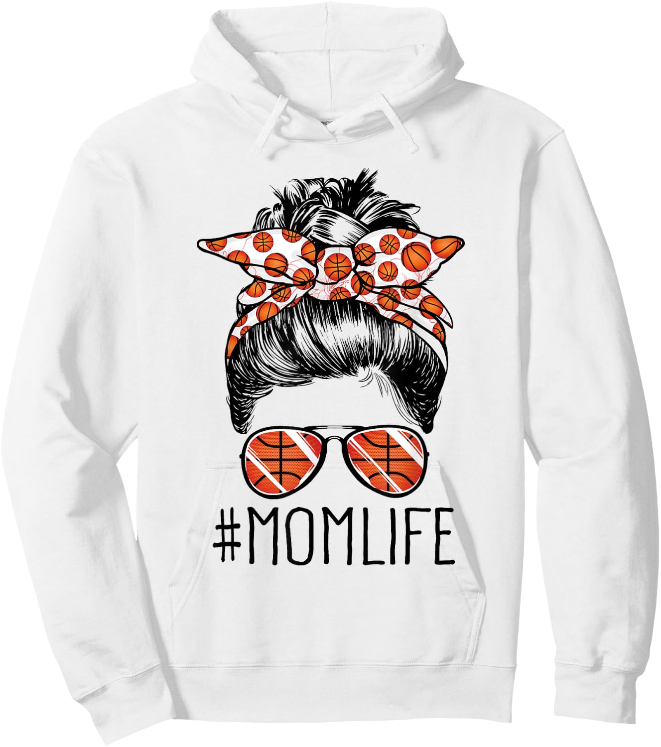 Mom Life Basketball Mom Mothers Day 2021 Messy Bun Funny Hoodie - Hoodie | White