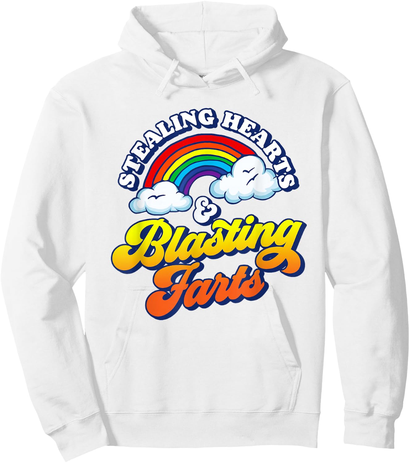 Stealing Hearts & Blasting Farts Funny Rainbow Valentines Hoodie - Hoodie | White