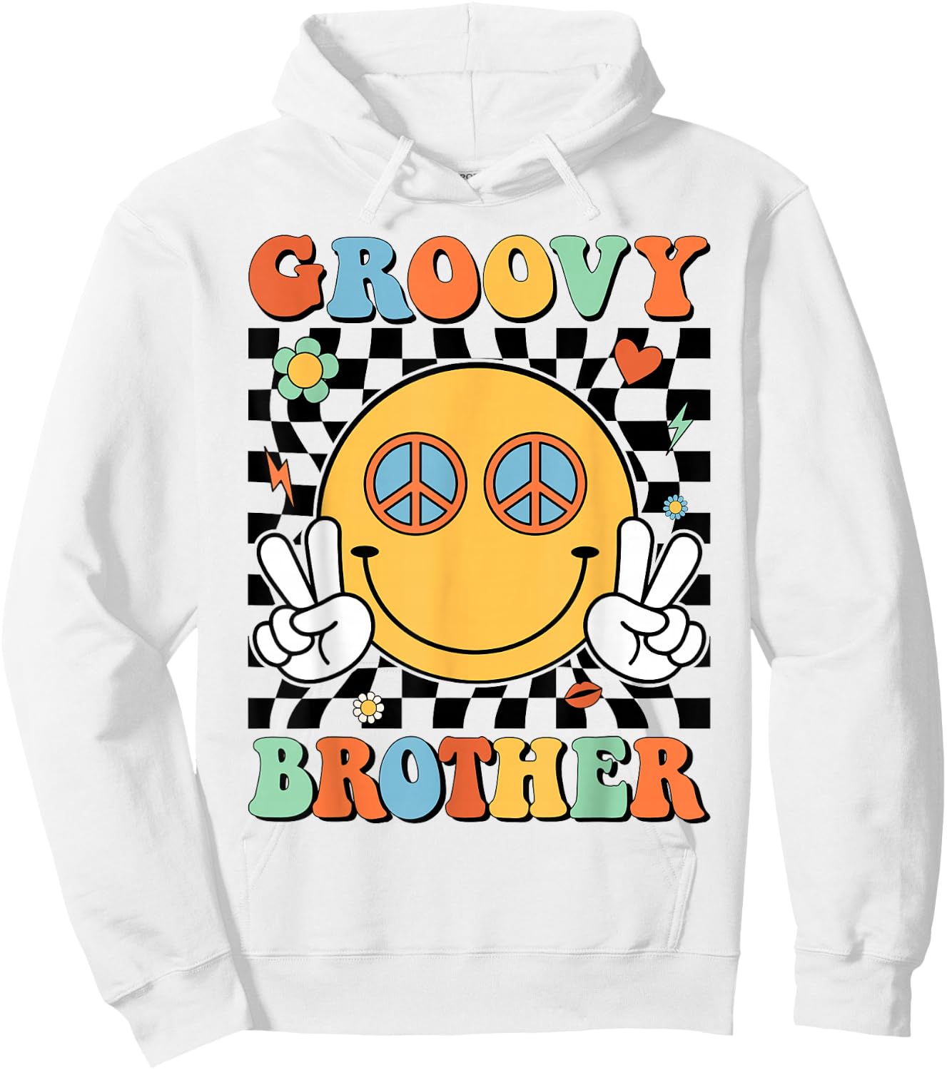 Groovy Brother Matching Family 70s 80s Retro Hippie Costume Hoodie - Hoodie | White