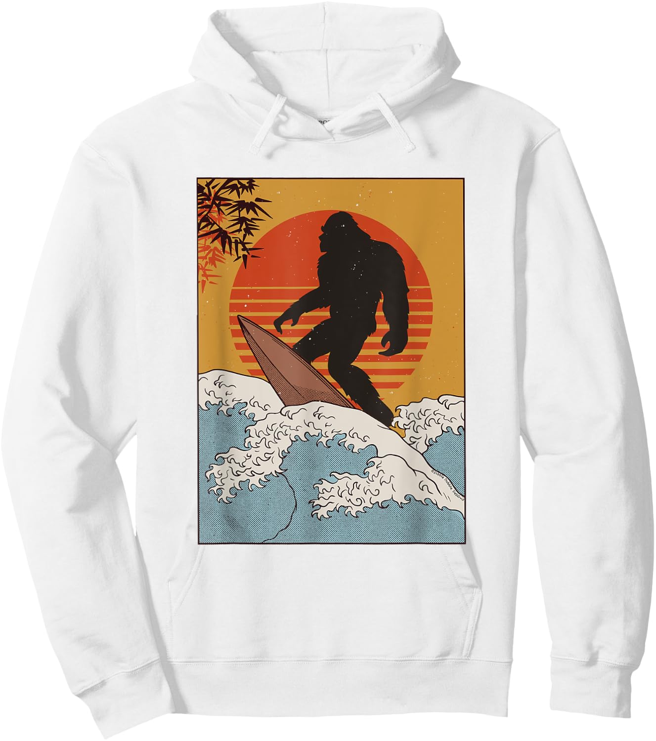 Japanese Vintage Kanagawa Art Great Wave - Surfing Bigfoot Hoodie - Hoodie | White