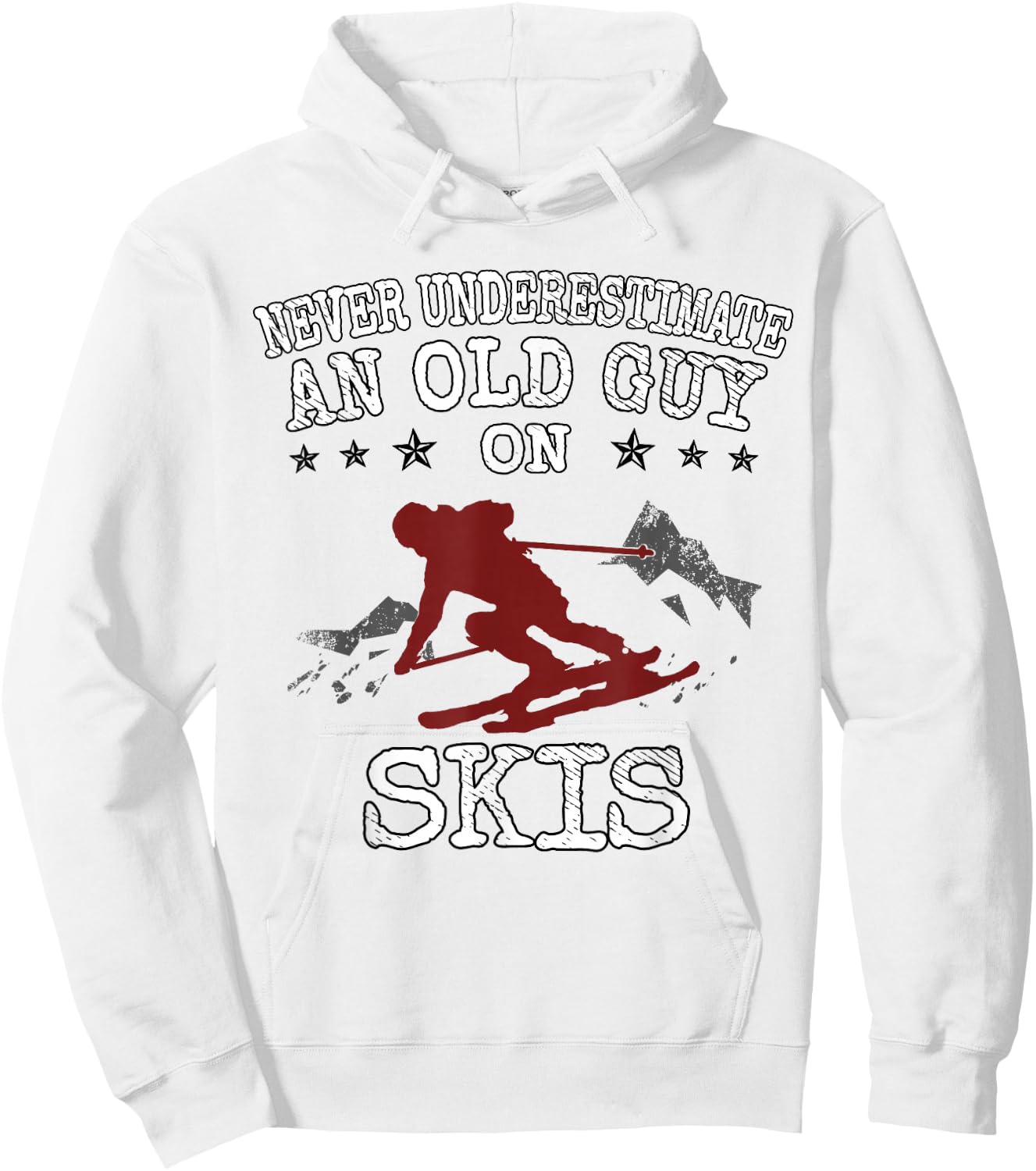 Never Underestimate an Old Guy on Skis Funny Skiing Hoodie - Hoodie | White