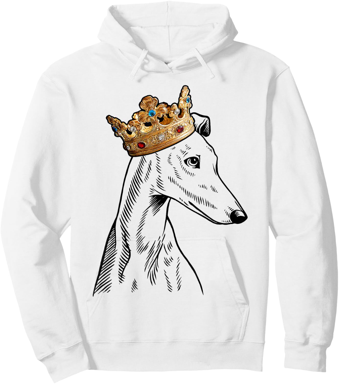 Greyhound Dog Wearing Crown Hoodie - Hoodie | White