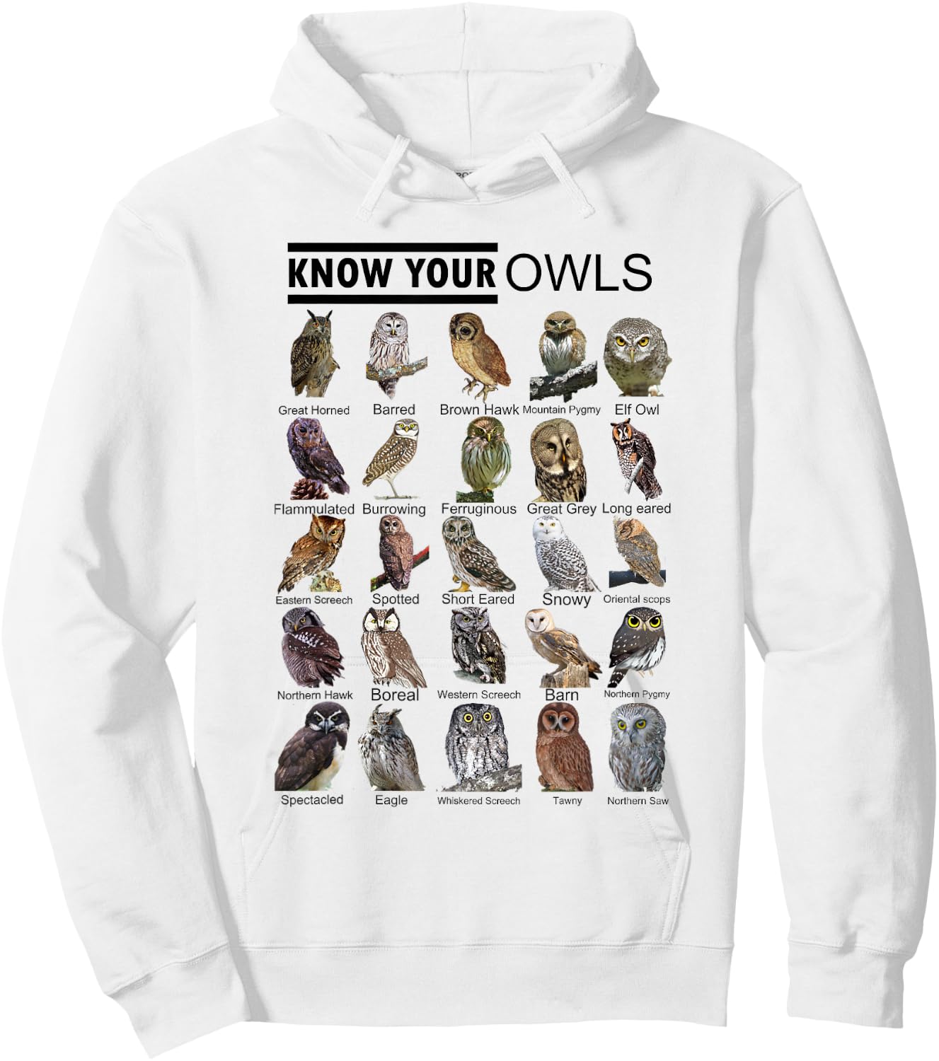 Know Your Owls All Type of Owl Spirit Animal For Owl Lovers Hoodie - Hoodie | White