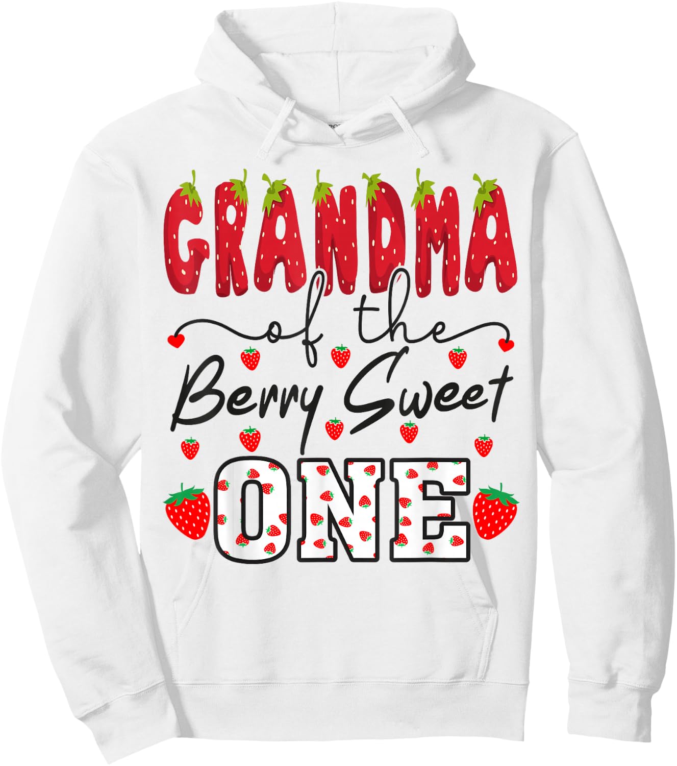 Grandma Of The Berry Sweet One Strawberry Hoodie - Hoodie | White