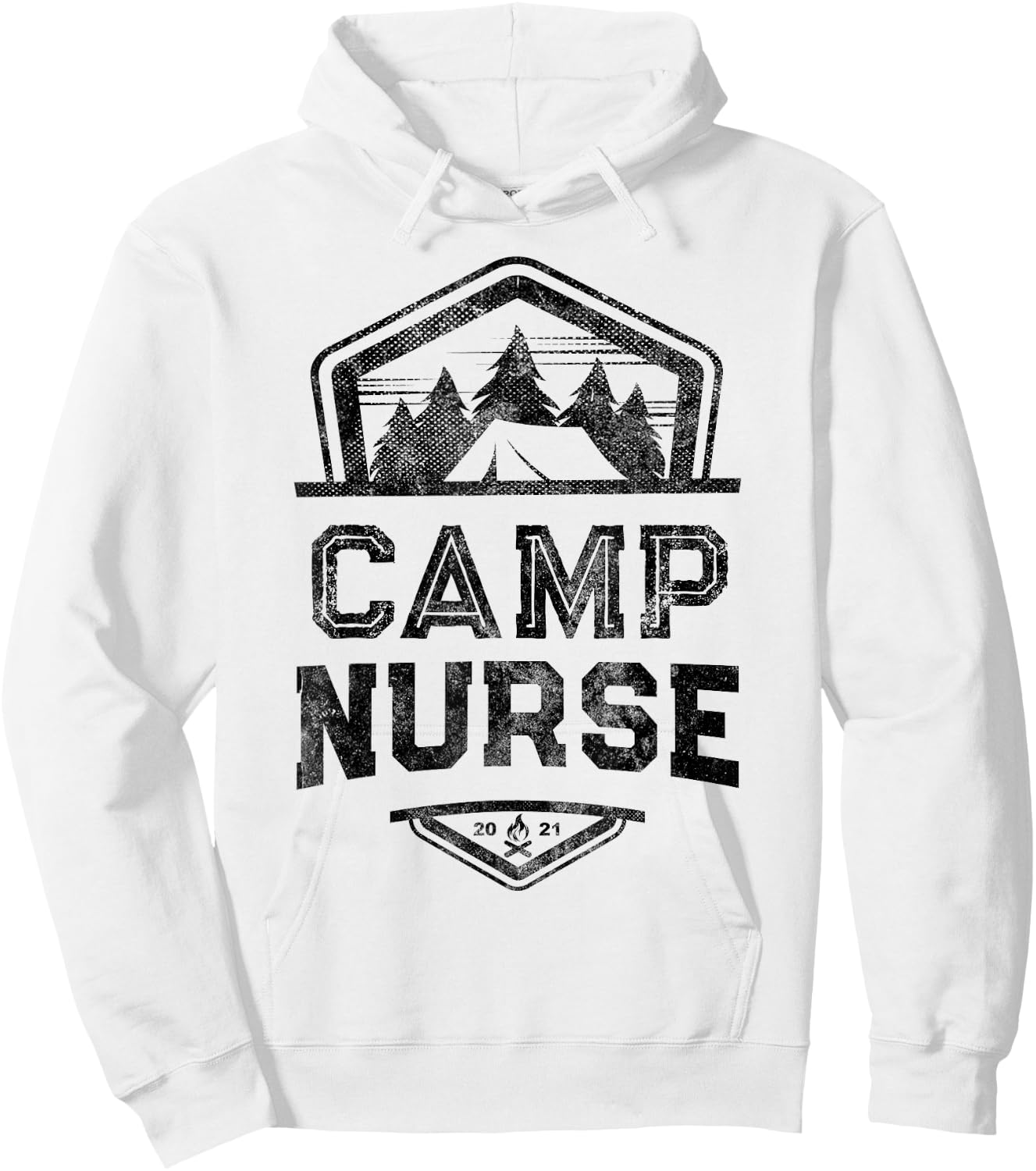 Vintage CAMP NURSE Medical Staff Campground Crew Orange Hoodie - Hoodie | White