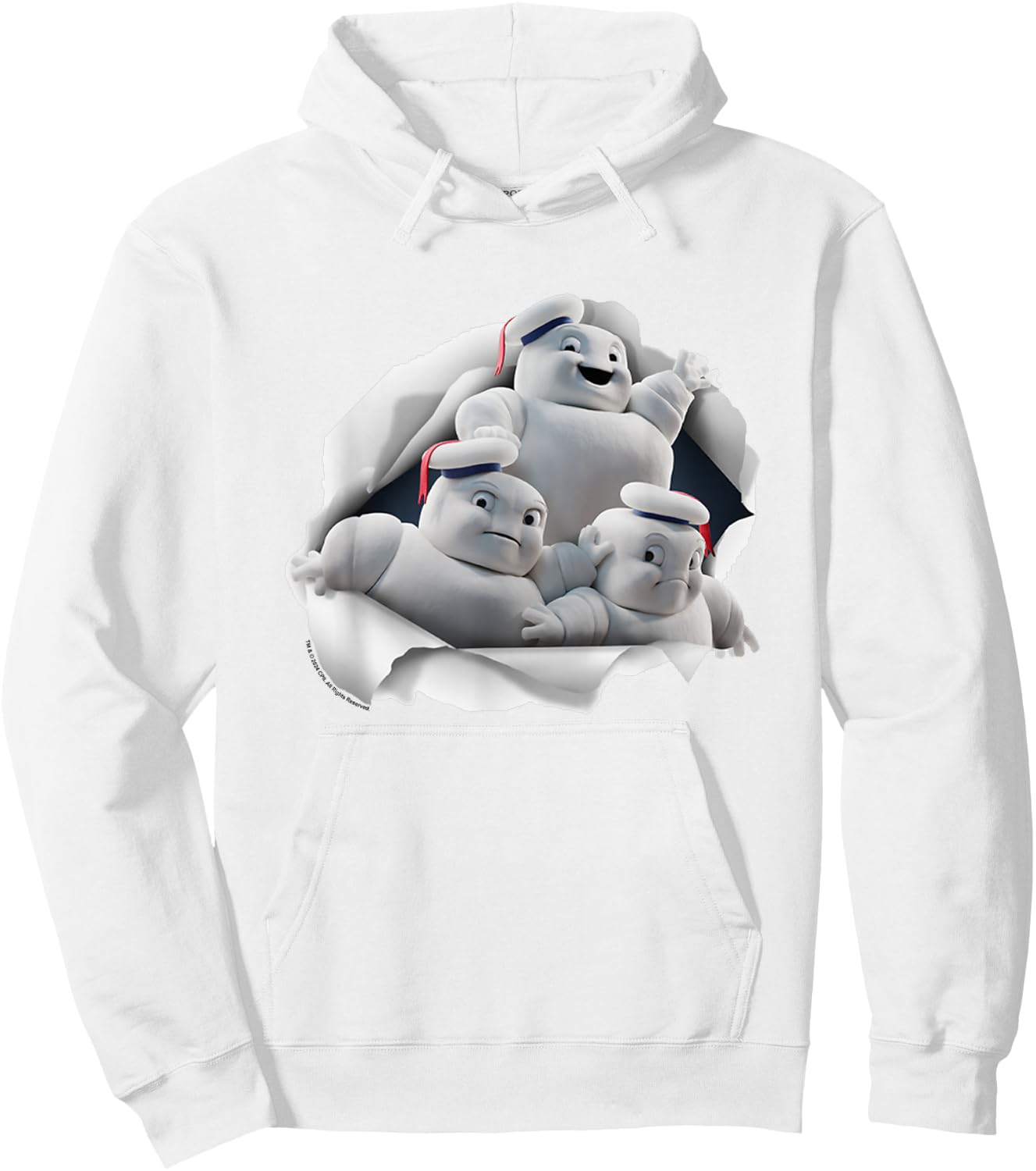 Ghostbusters Mini Pufts Breaking Through Chest Big Poster Hoodie - Hoodie | White