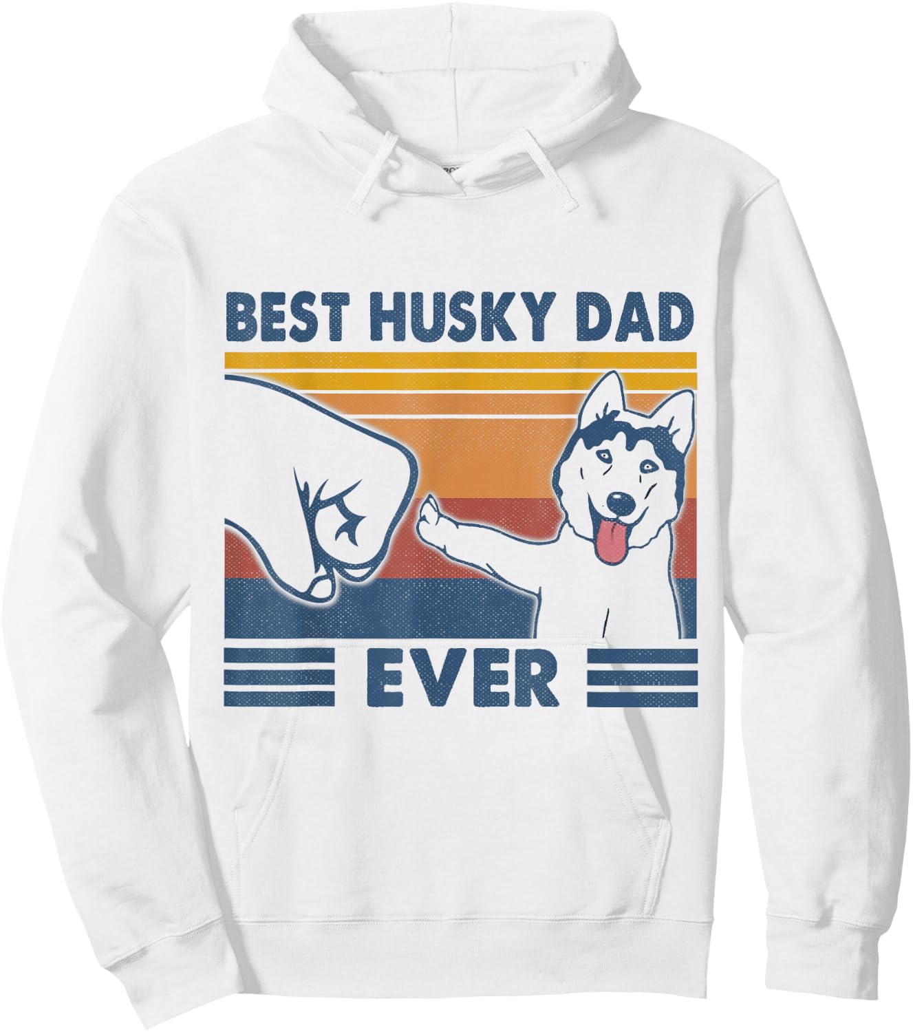 Vintage Best Husky Dad Ever Fist Bump Funny Husky Lover Gift Hoodie - Hoodie | White