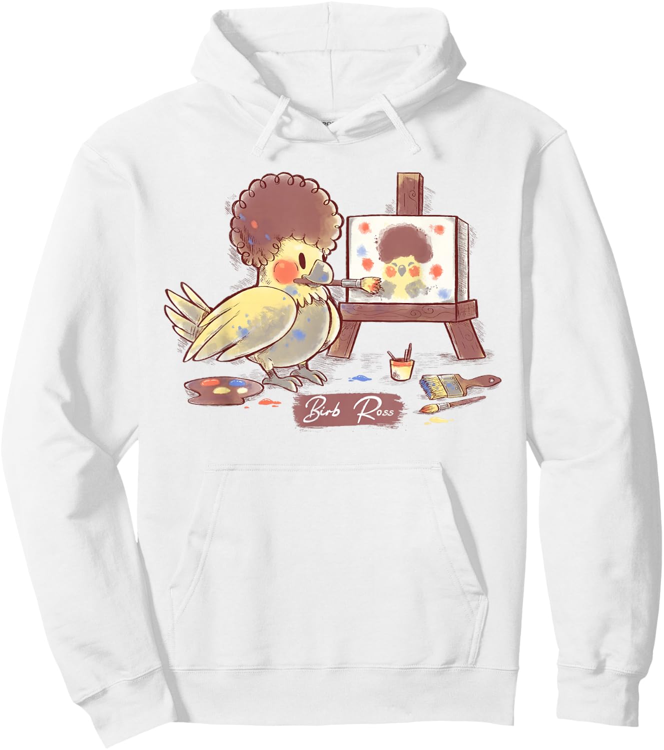 Birb Ross Meme - Yellow Cockatiel Artist Bird Hoodie - Hoodie | White