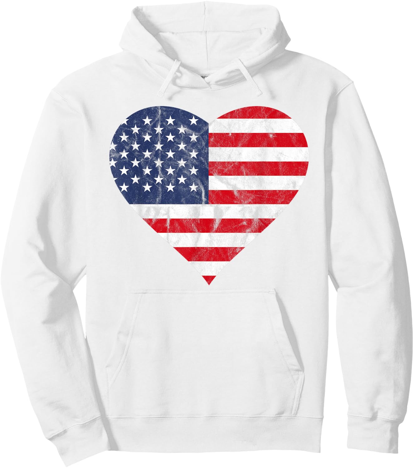 Fourth Of July American Flag Vintage Heart Cute Independence Women Kids Men Hoodie - Hoodie | White