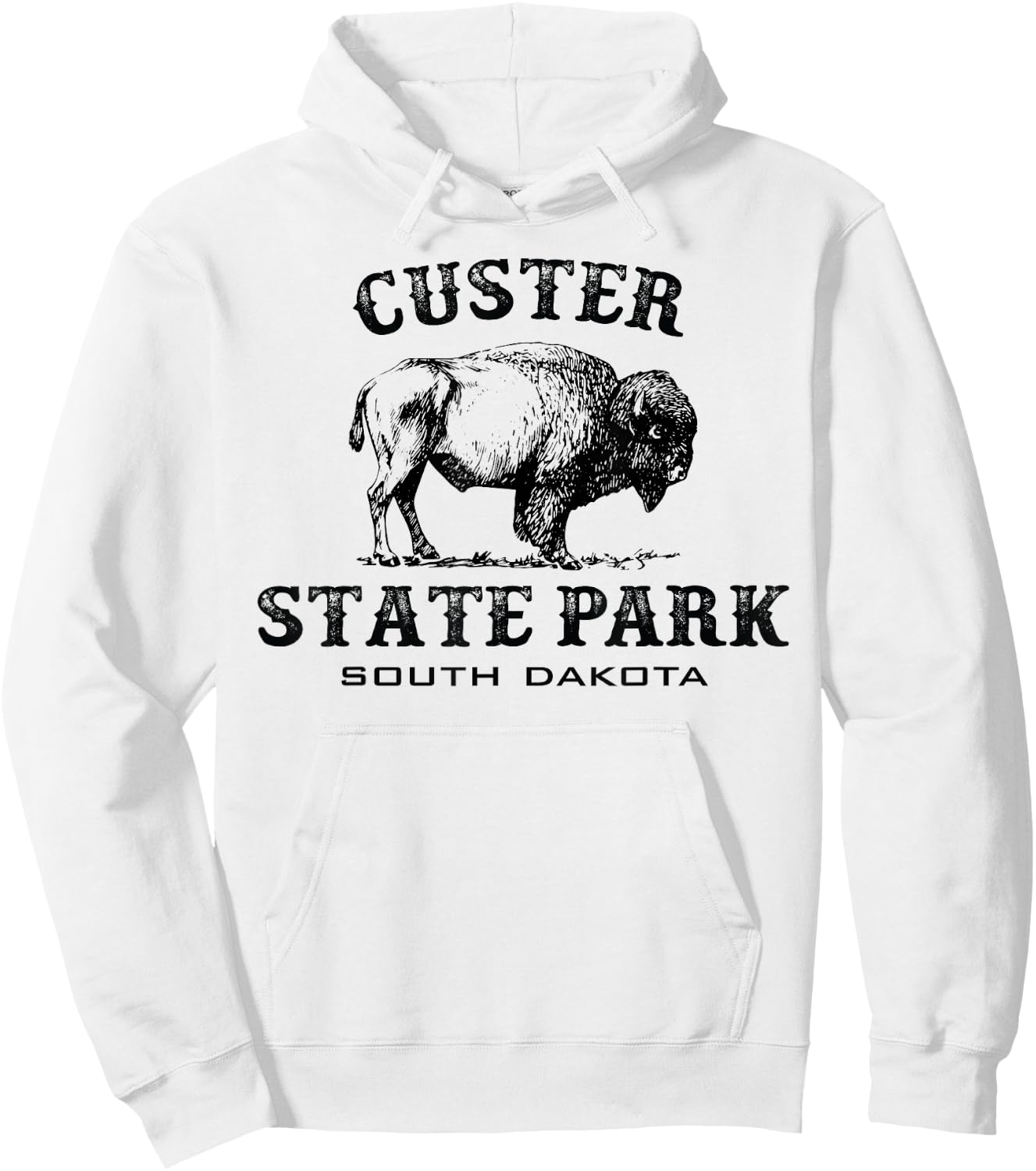 Custer State Park South Dakota American Bison Souvenir Hoodie - Hoodie | White